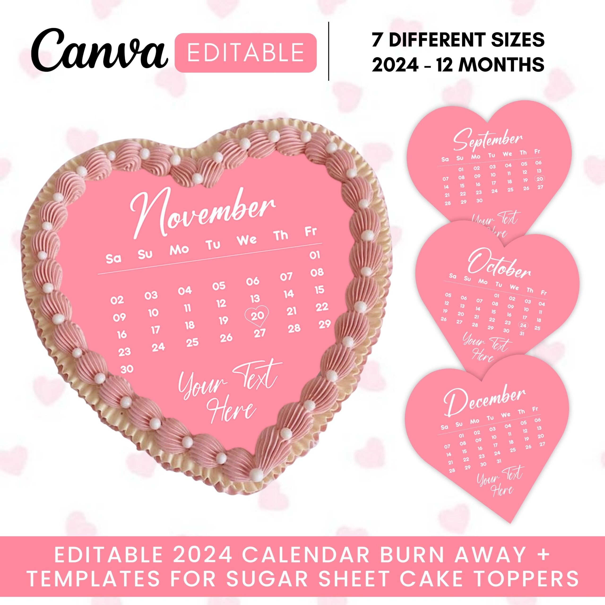 November 2025 Calendar With Heart Etsy
