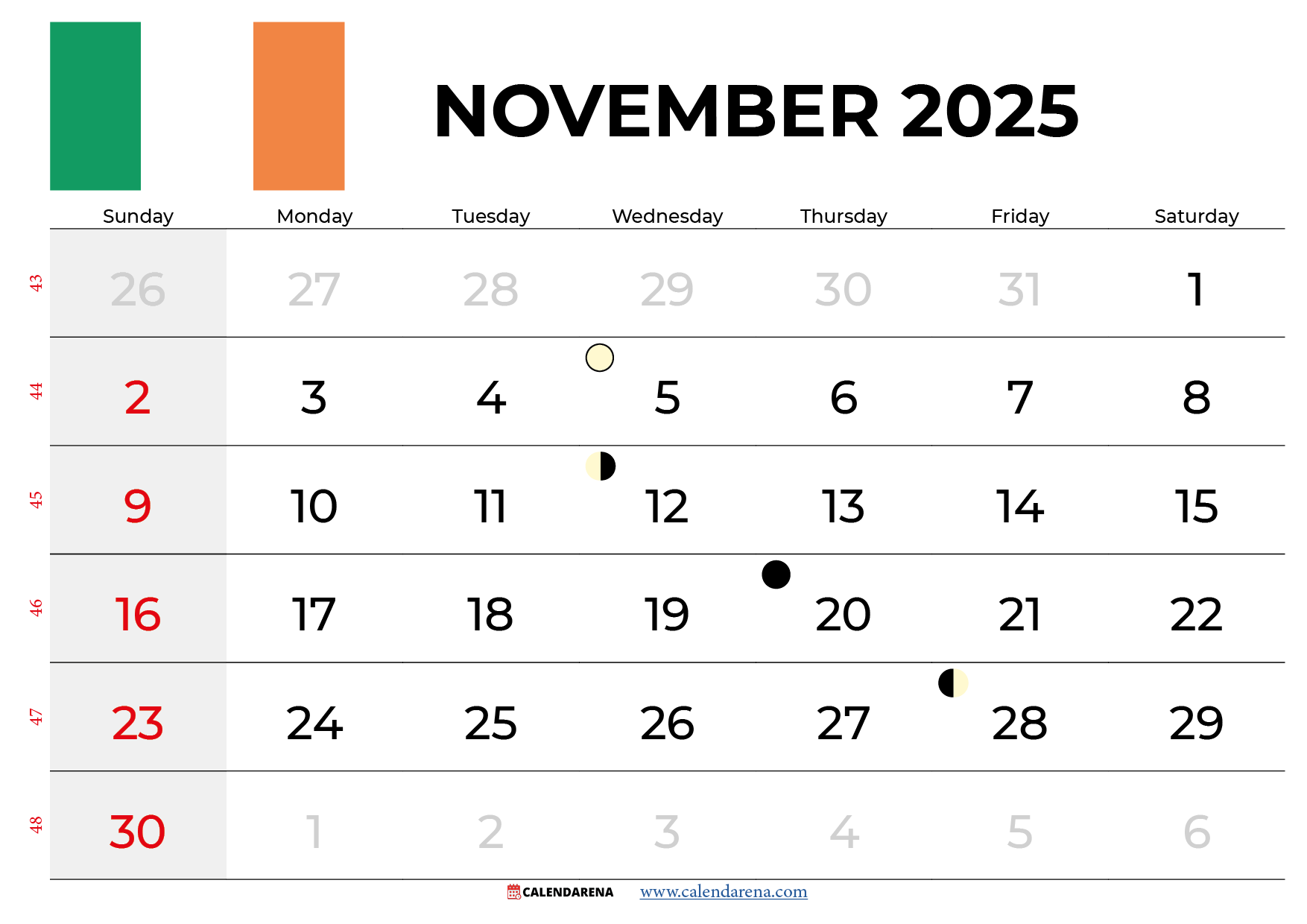 November 2025 Calendar National Days