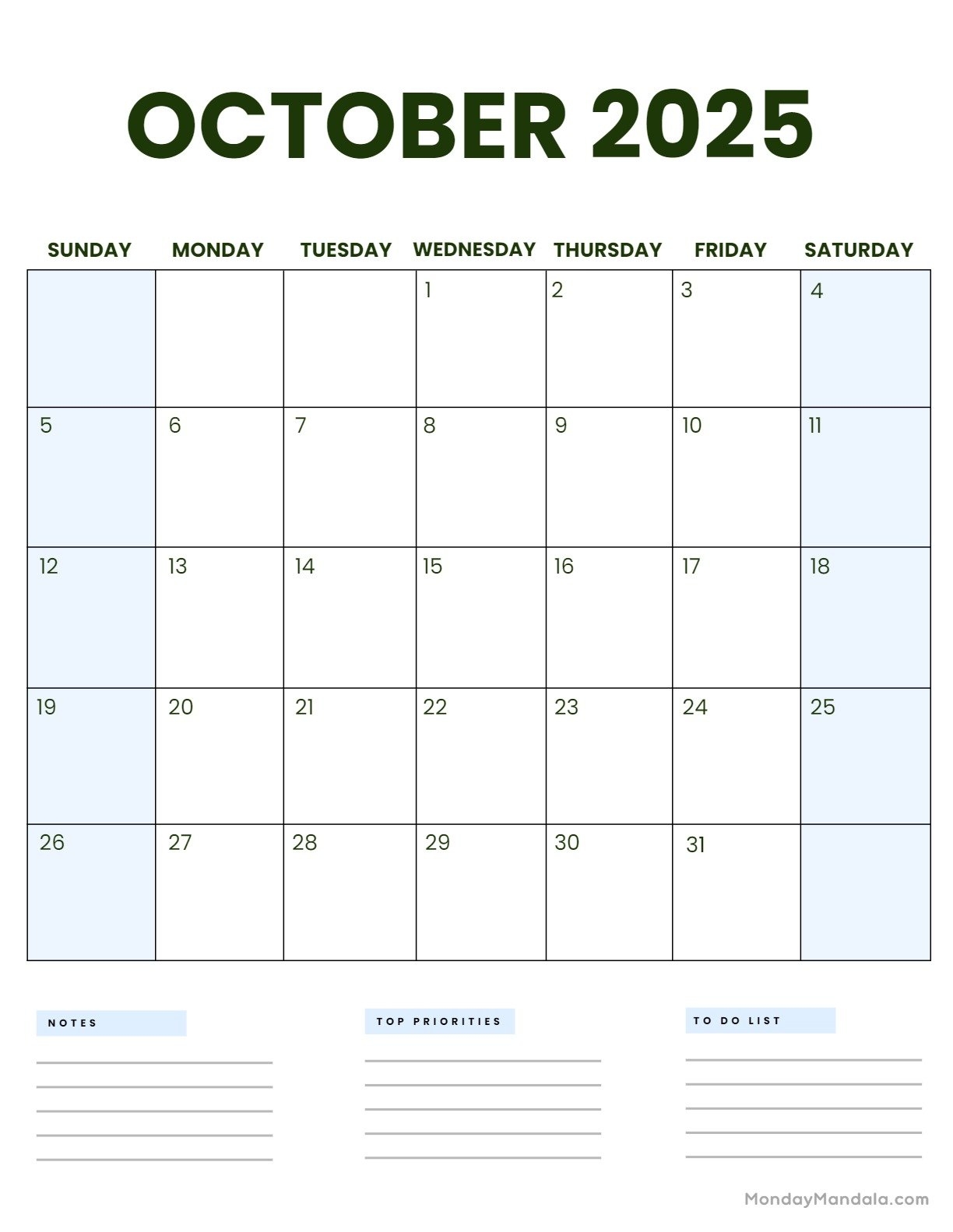 Salem Calendar October 2025