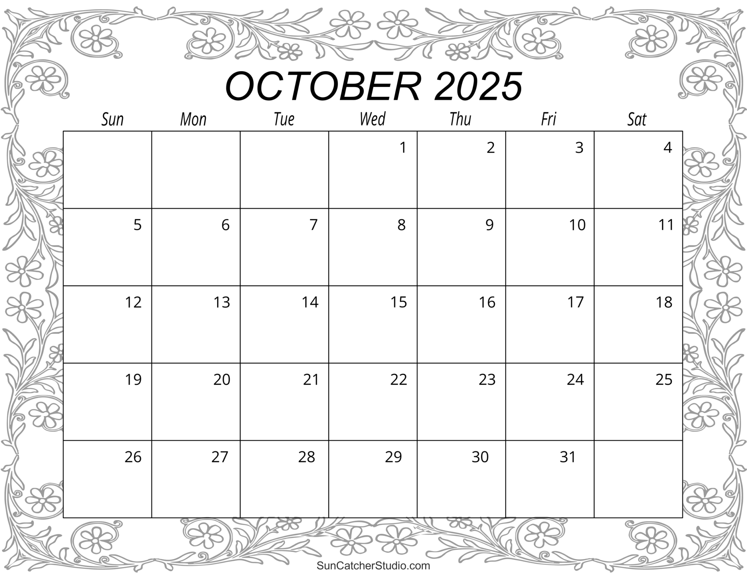 October 2025 Calendar To Print