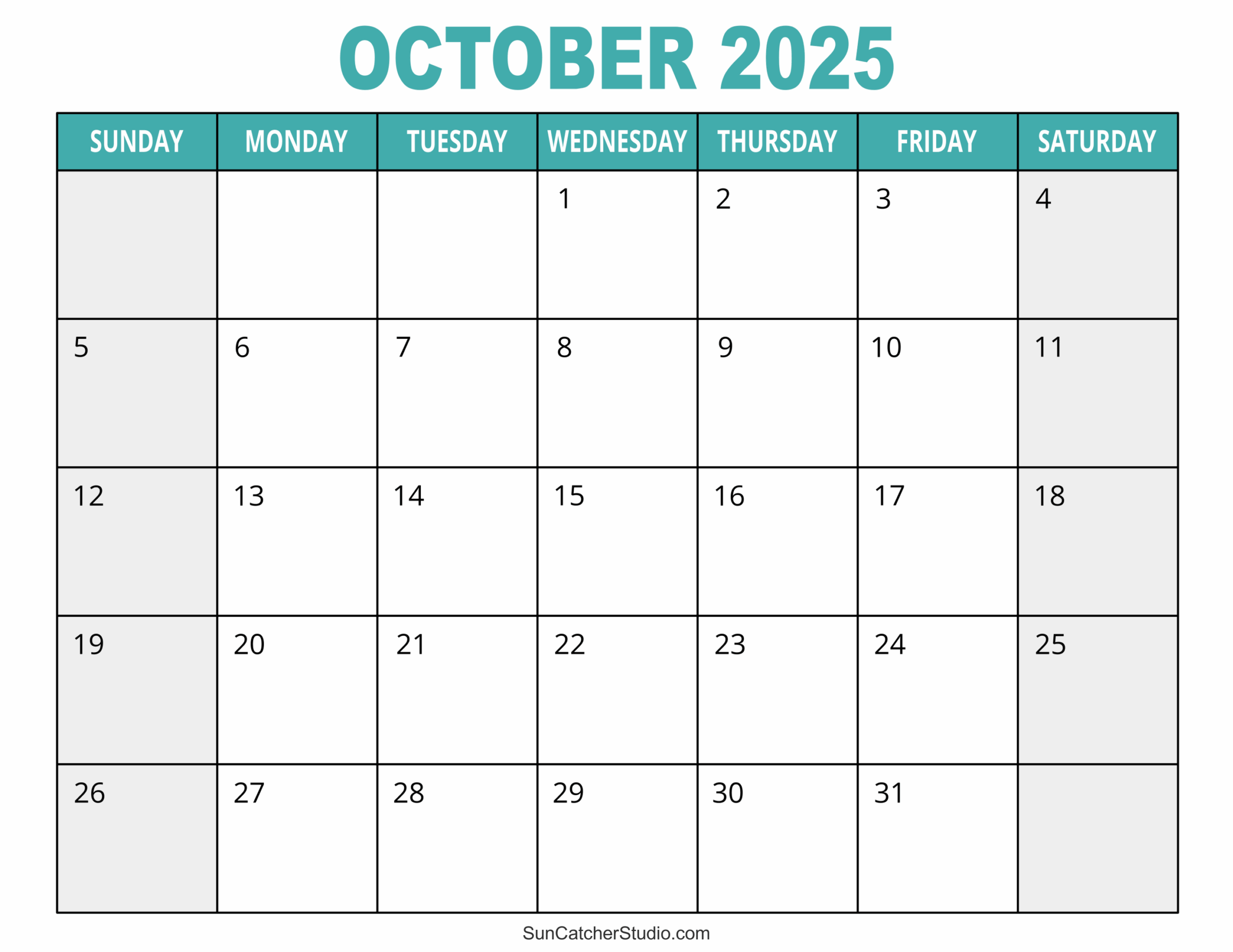 Calendar October 2025 Word