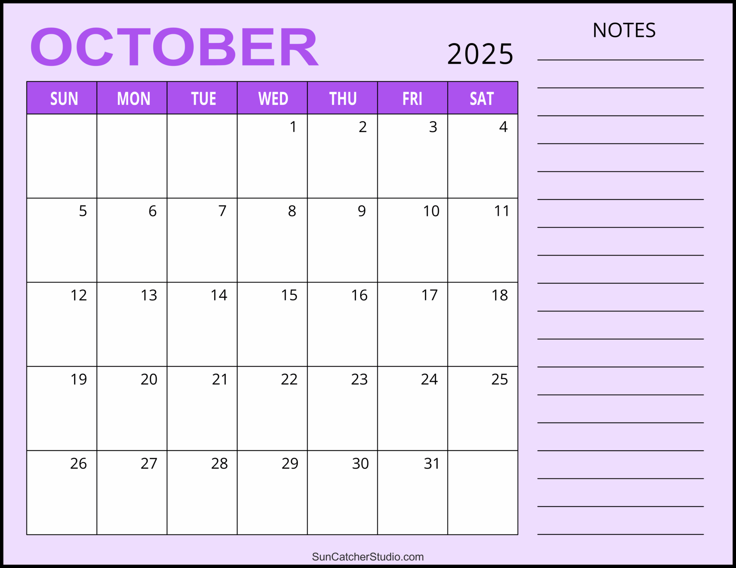 Daily Calendar For October 2025