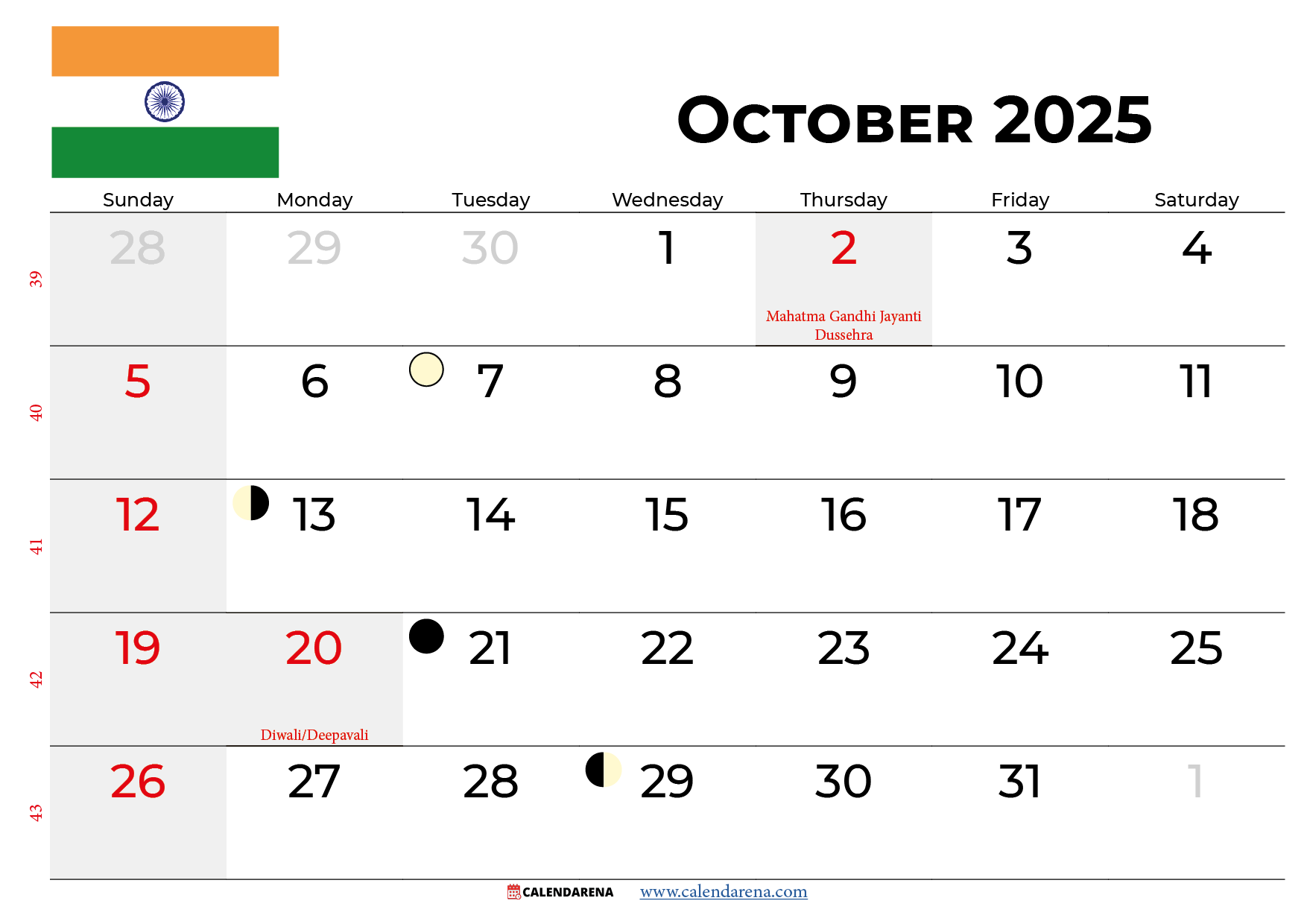 Image Calendar October 2025
