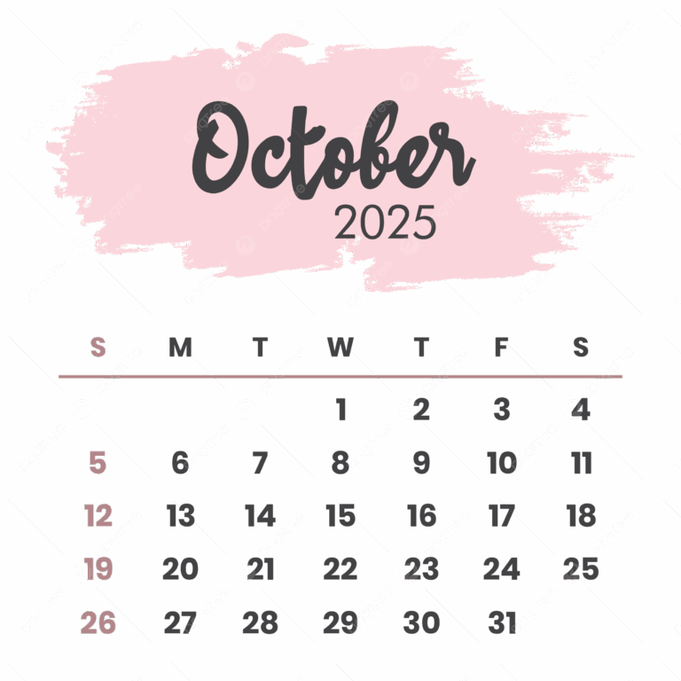 October 2025 Calendar Layout Printable Overlay Organize Task Or Event Vector October 2025 October 2025 Calendar 2025 Calendar PNG And Vector With Transparent Background For Free Download
