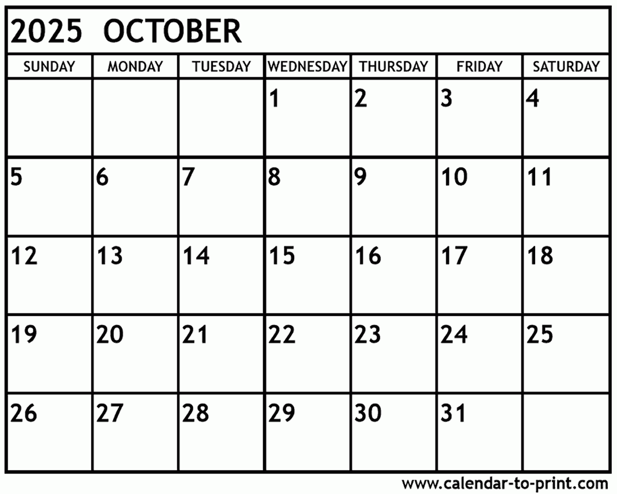 Daily Calendar October 2025