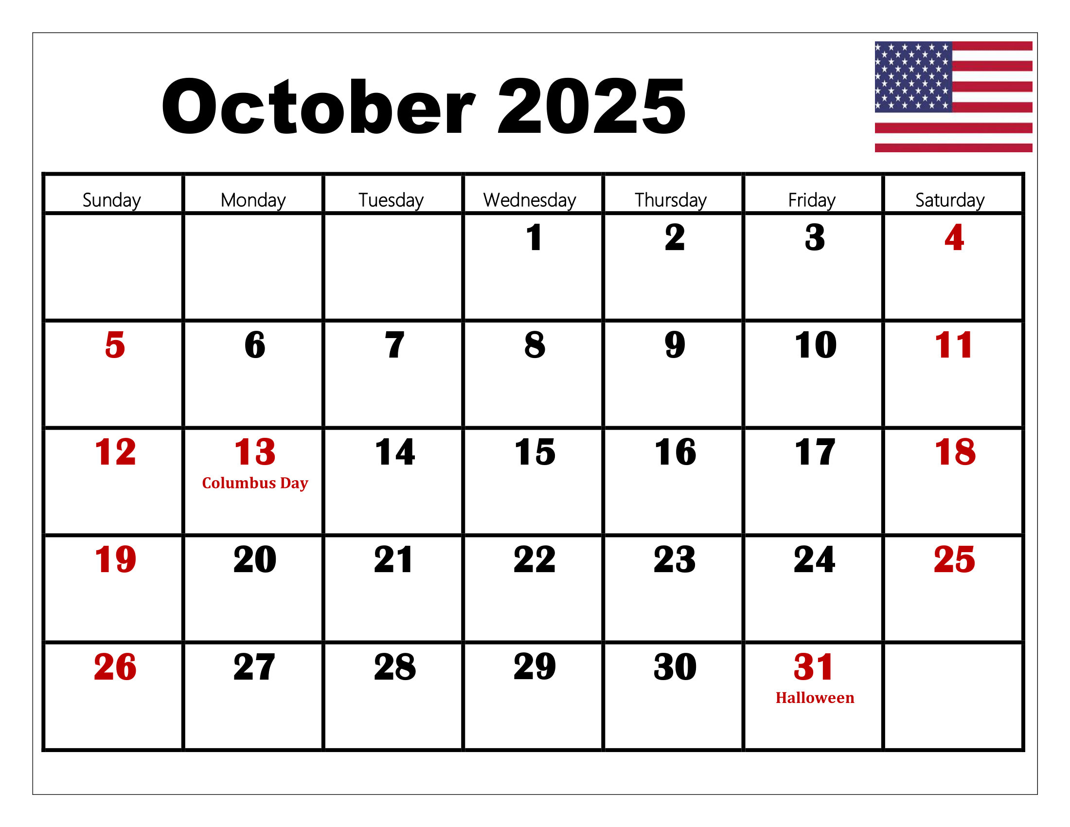 Show Me October 2025 Calendar