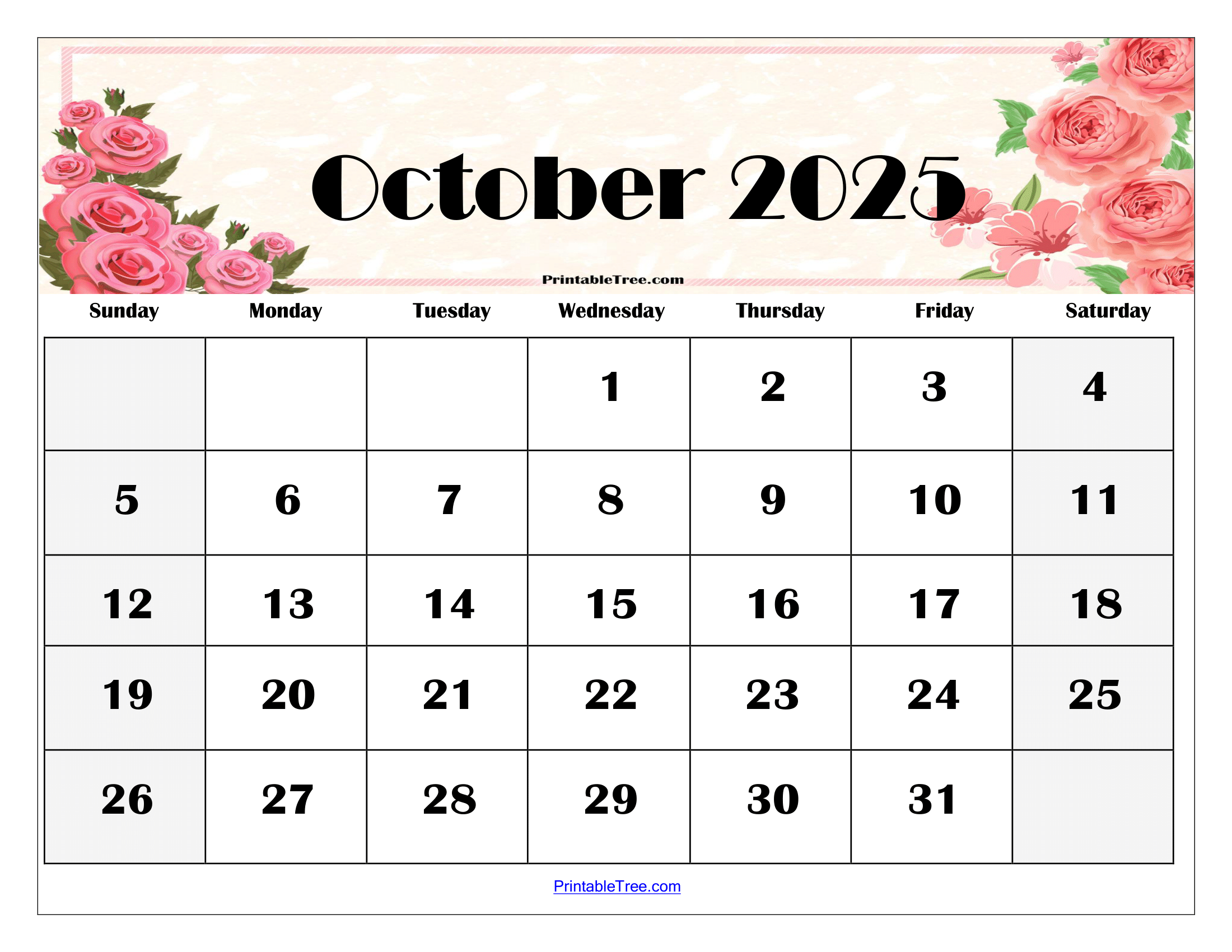 October 2025 Calendar Pdf