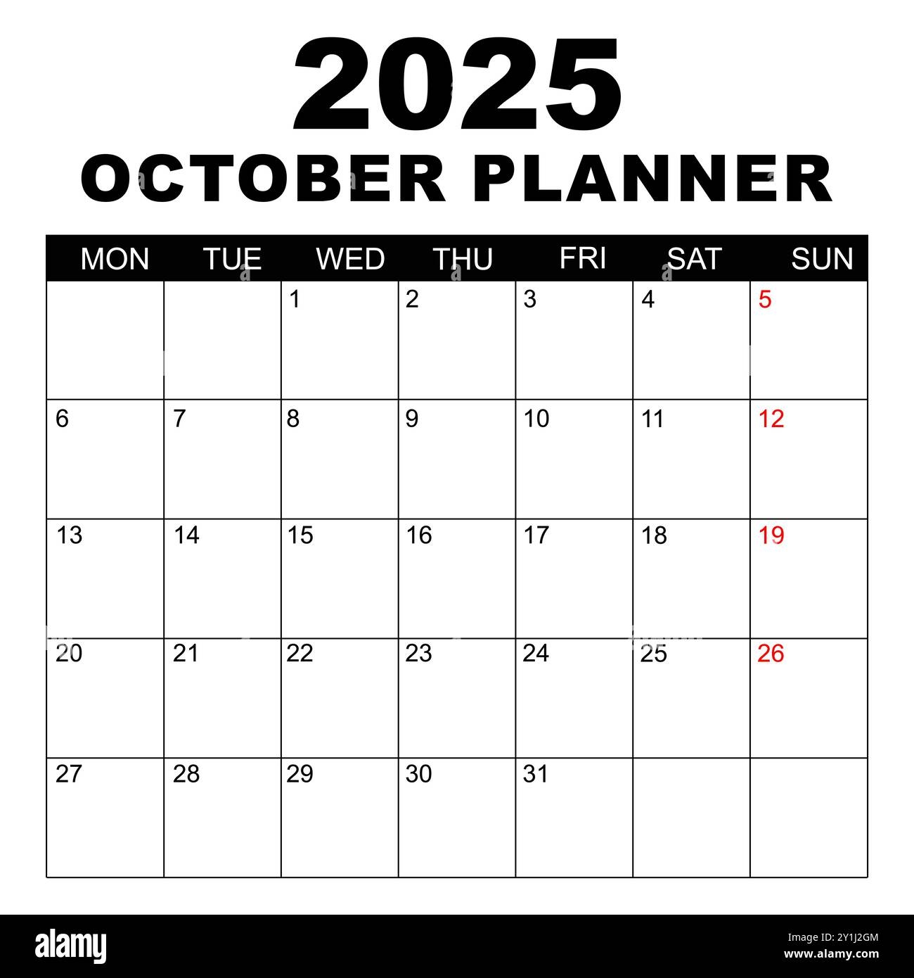 Black October 2025 Calendar