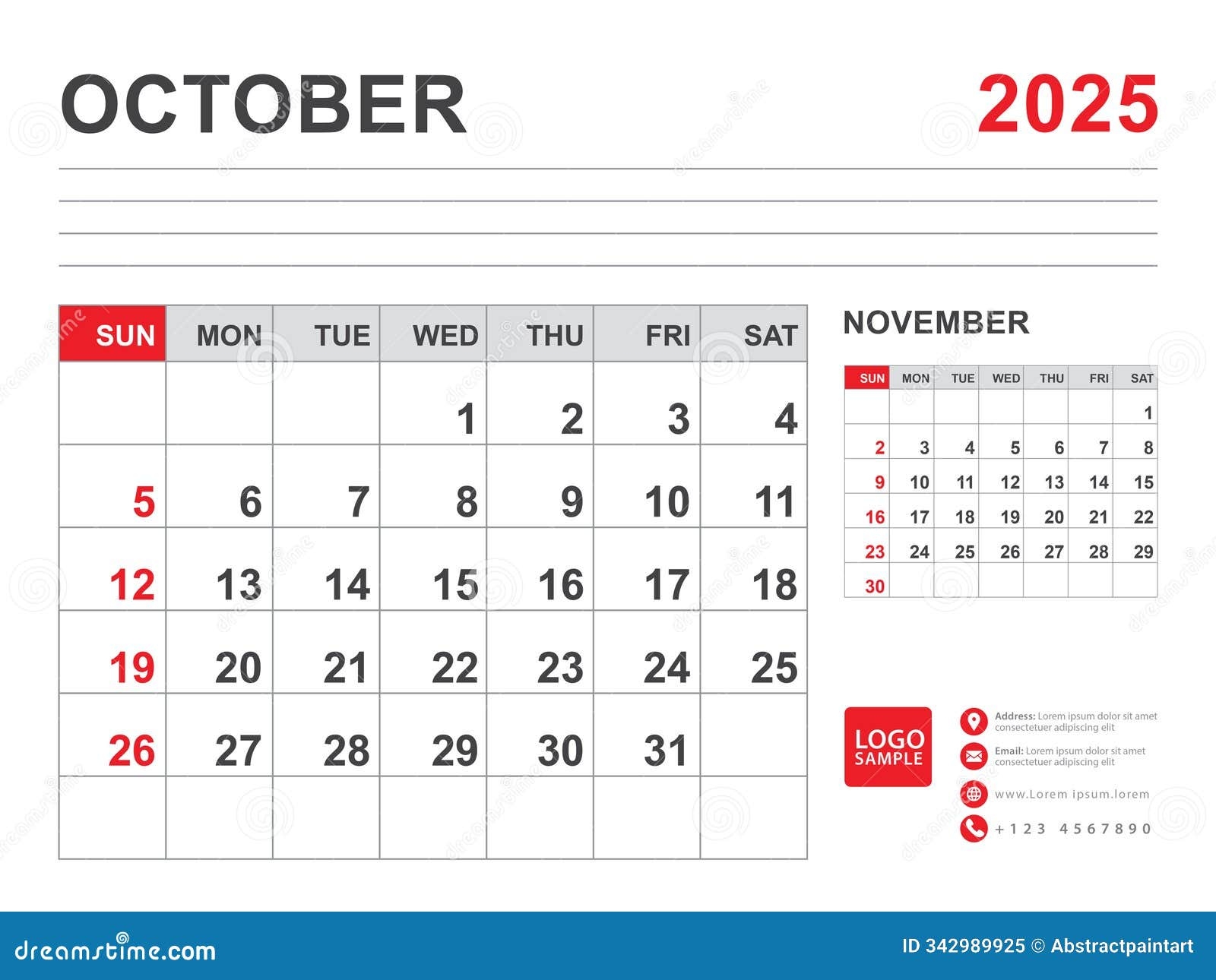 October 2025 Layout Calendar 2025 Template Printable Minimalist Monthly Planner Desk Calendar 2025 Template Wall Calendar Stock Vector Illustration Of Wall Vector 342989925