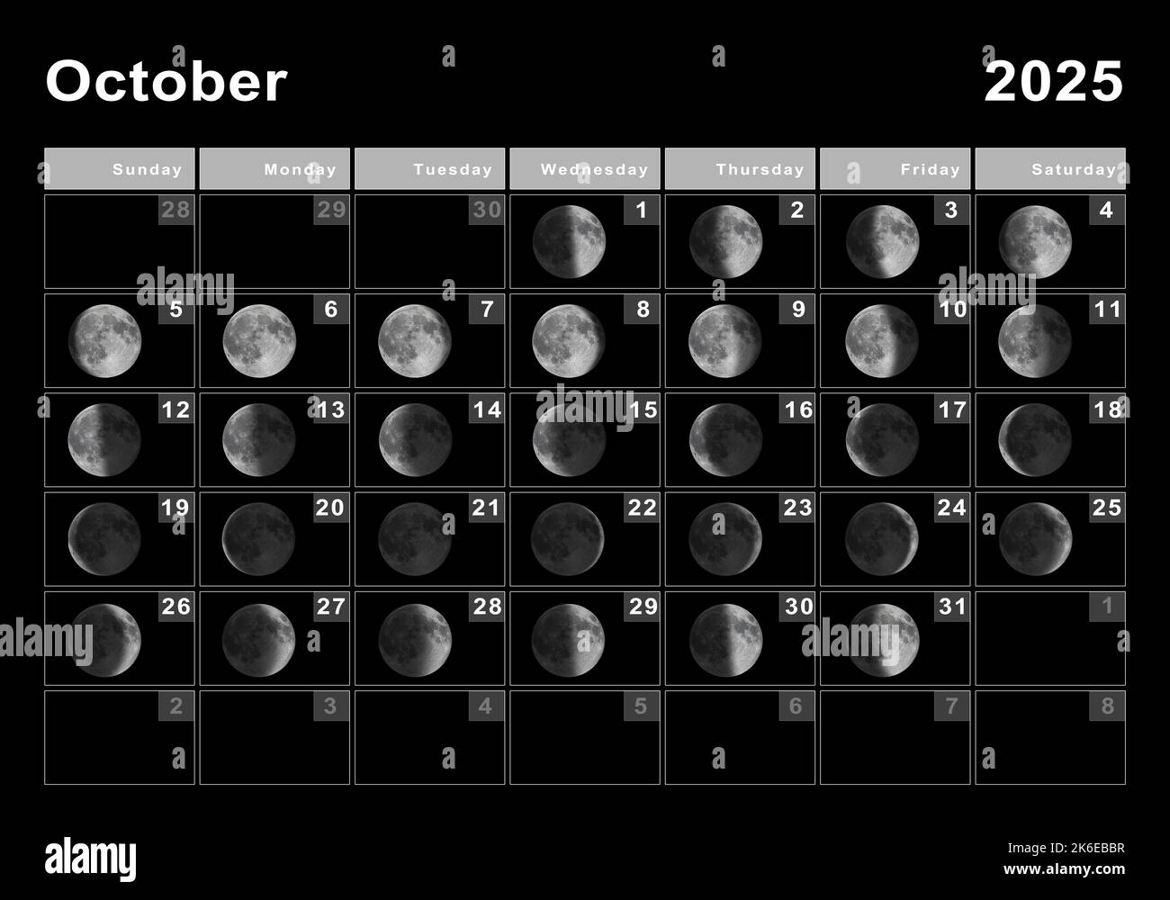 October 2025 Lunar Calendar
