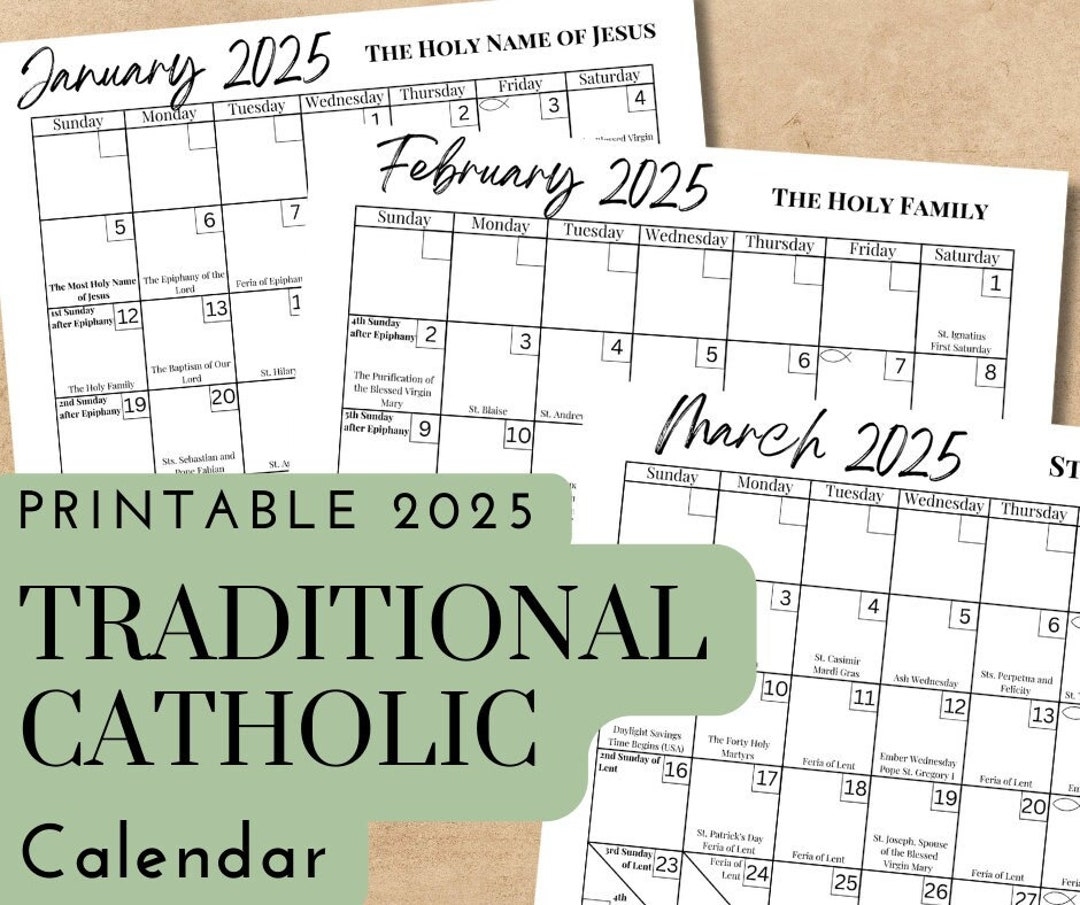 Printable 2025 Traditional Catholic Calendar Liturgical Calendar Downloadable PDF TLM Calendar Etsy