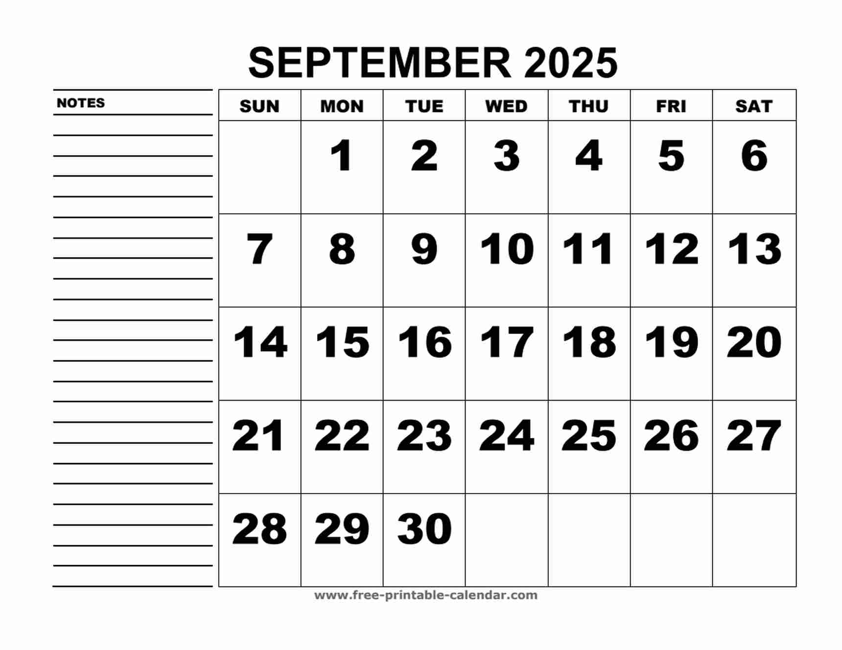 Calendar September 2025 Pewaukee