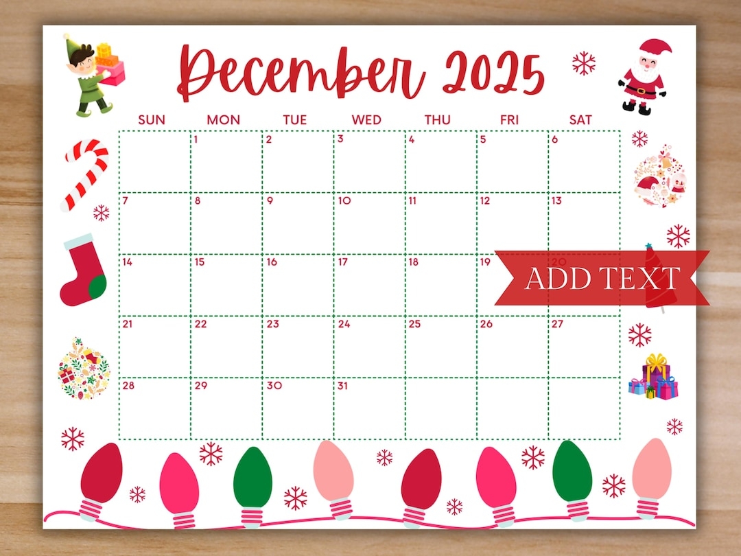 Calendar Printable December 2025