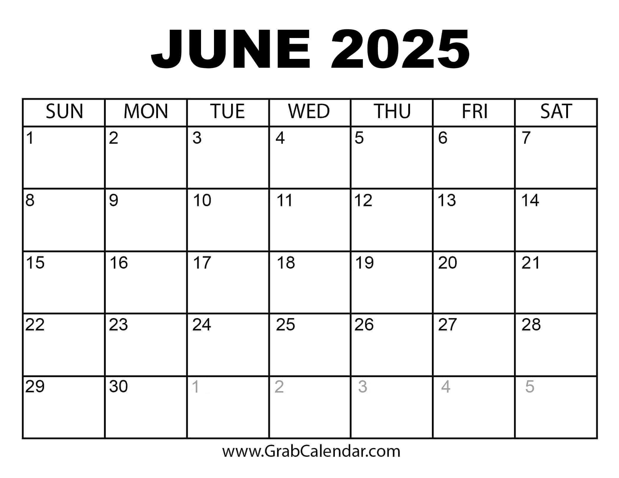 July 2025 June 2026 Calendar Printable Word