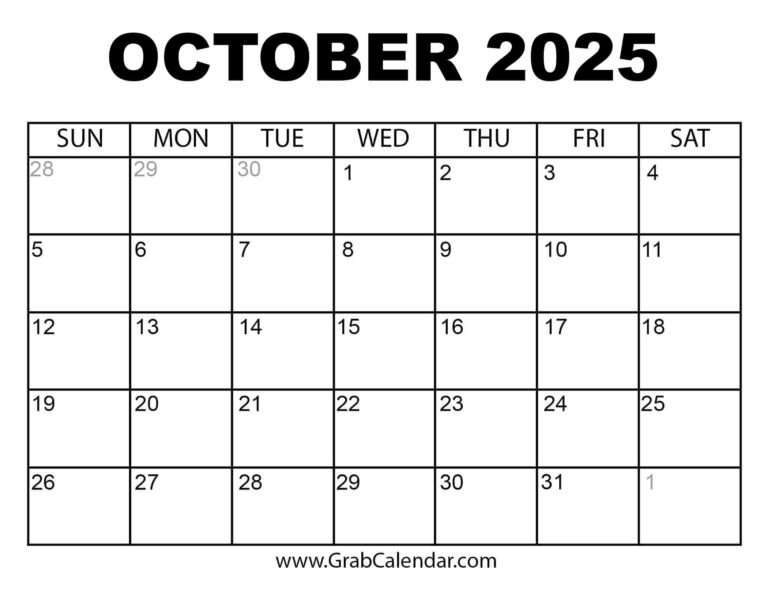 Printable October 2025 Calendar