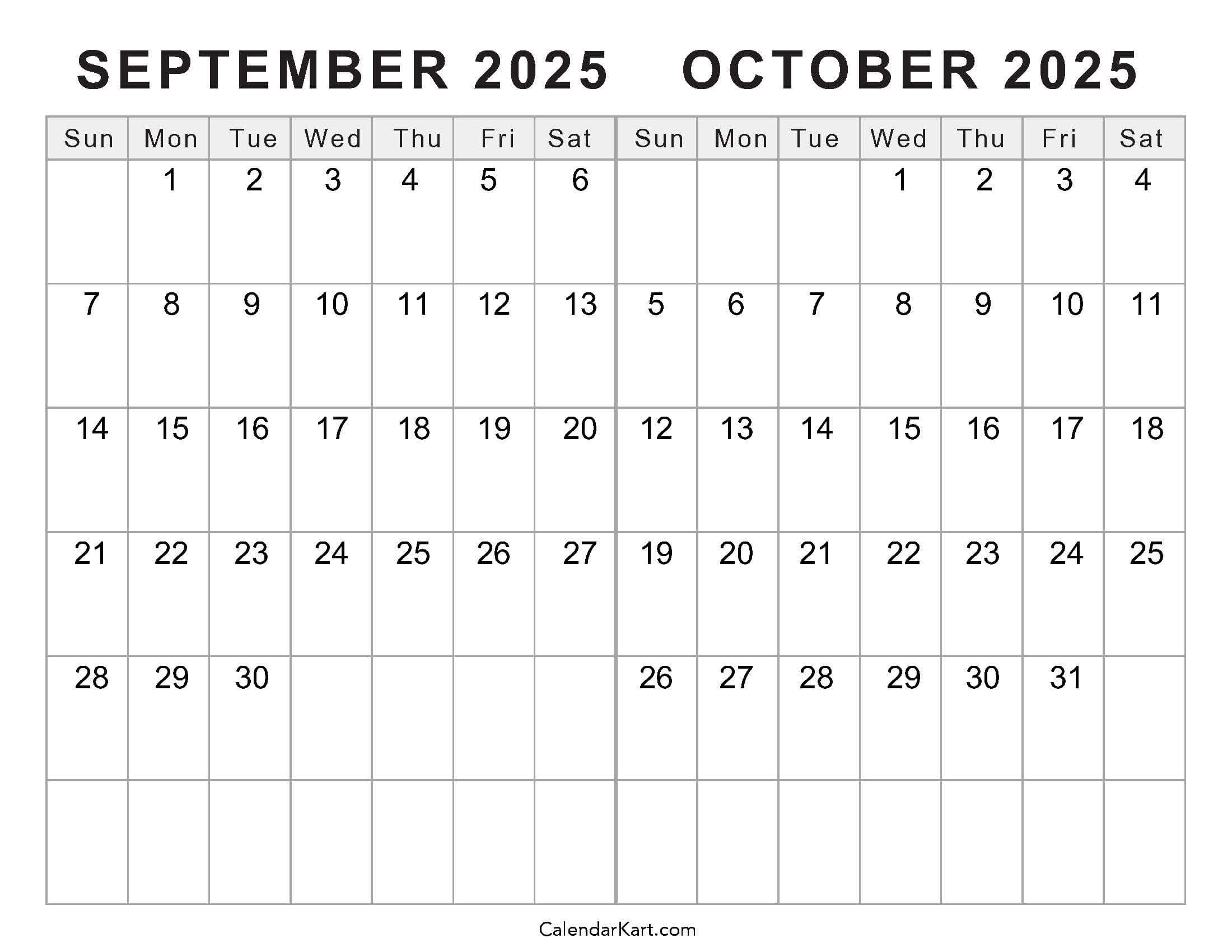 August September October 2025 Calendar Printable