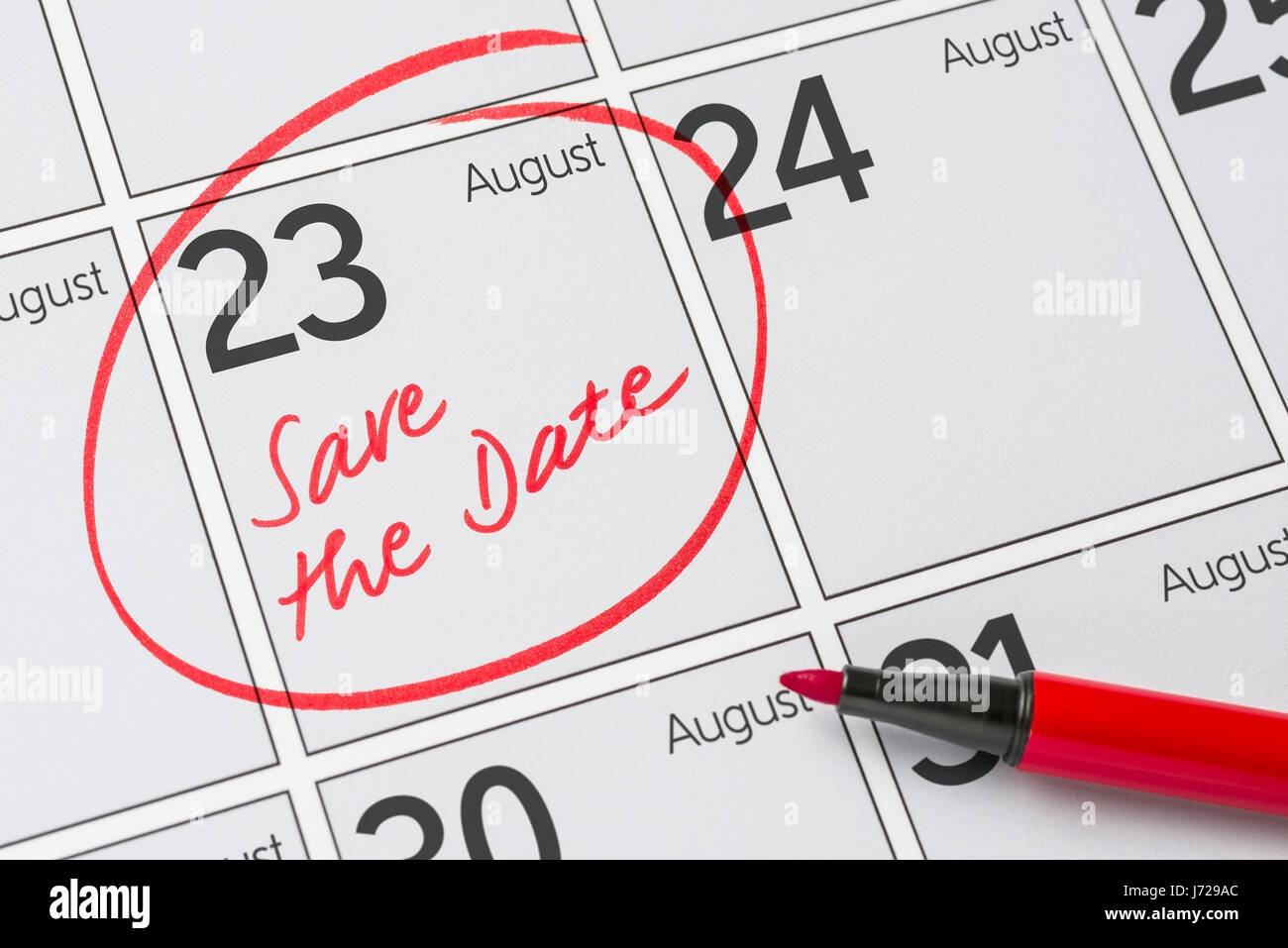 Save The Date Written On A Calendar August 23 Stock Photo Alamy