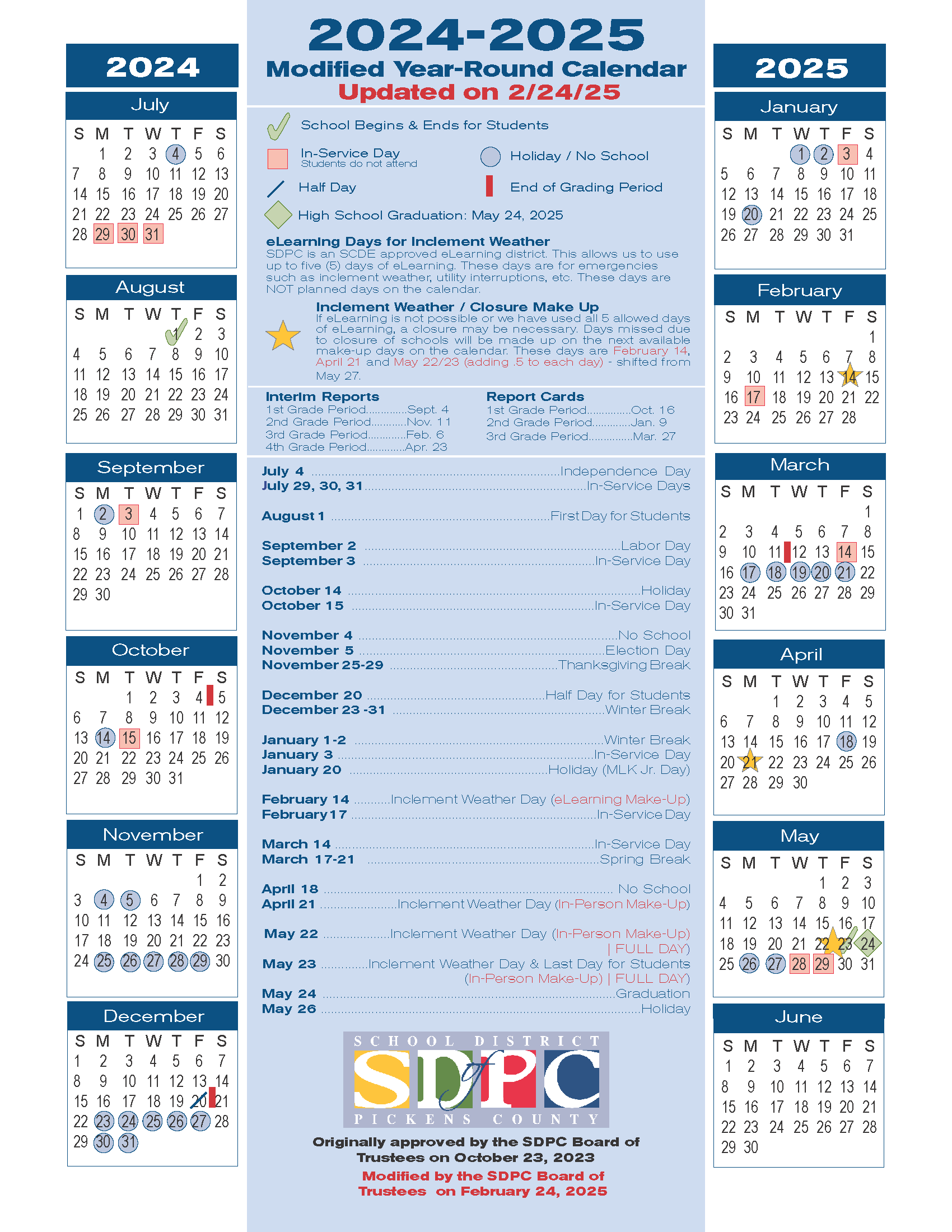 SDPC Calendars School District Of Pickens County