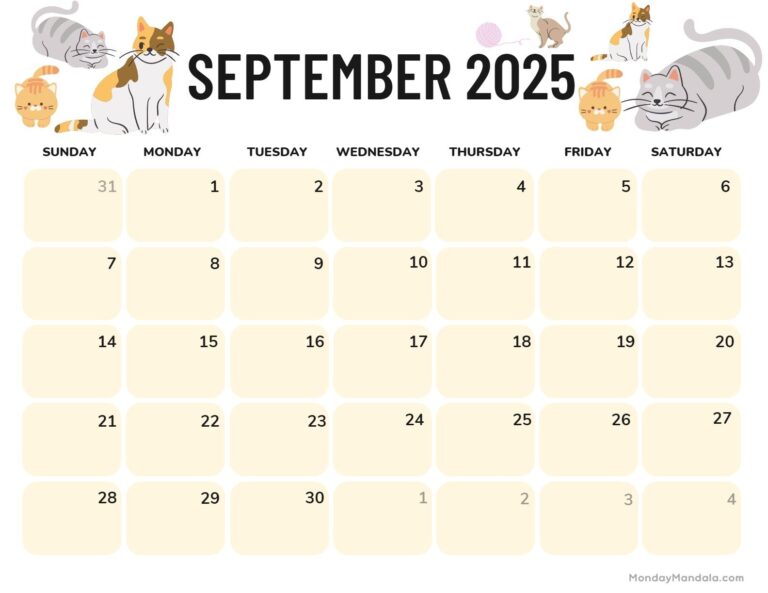 September 2025 Calendar 52 Free PDF Printables