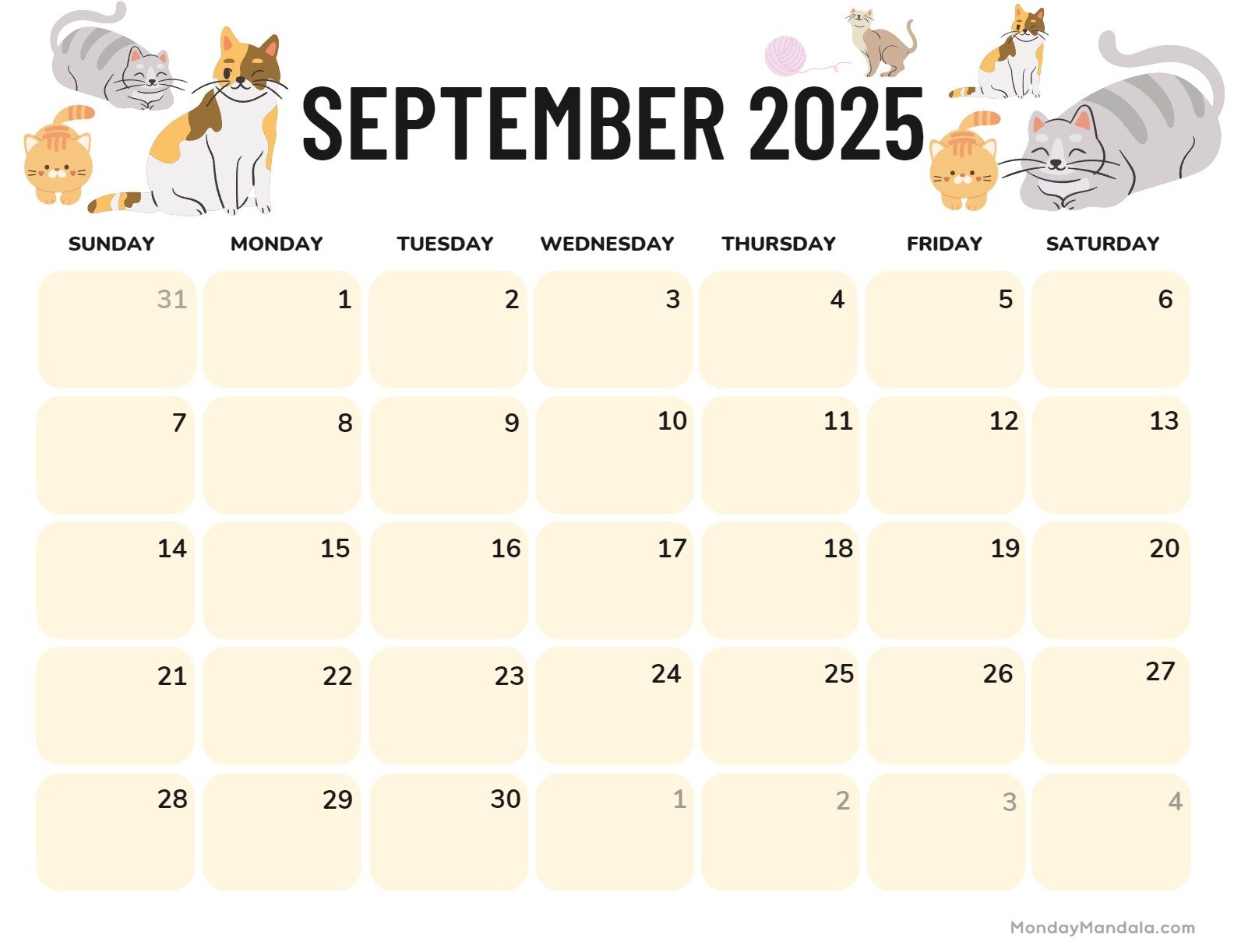 September 2025 Calendar 52 Free PDF Printables 