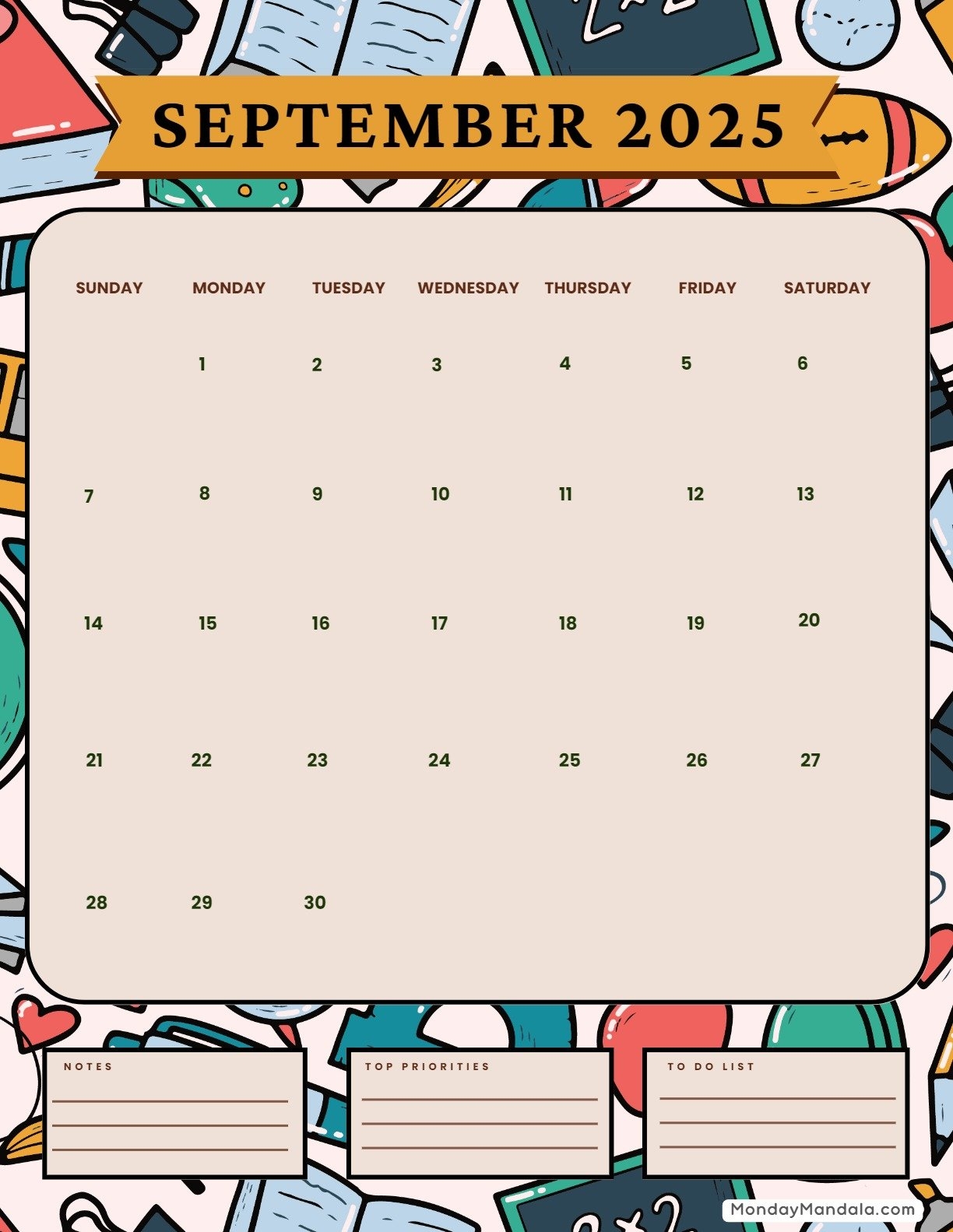 September 2025 Calendar 52 Free PDF Printables 