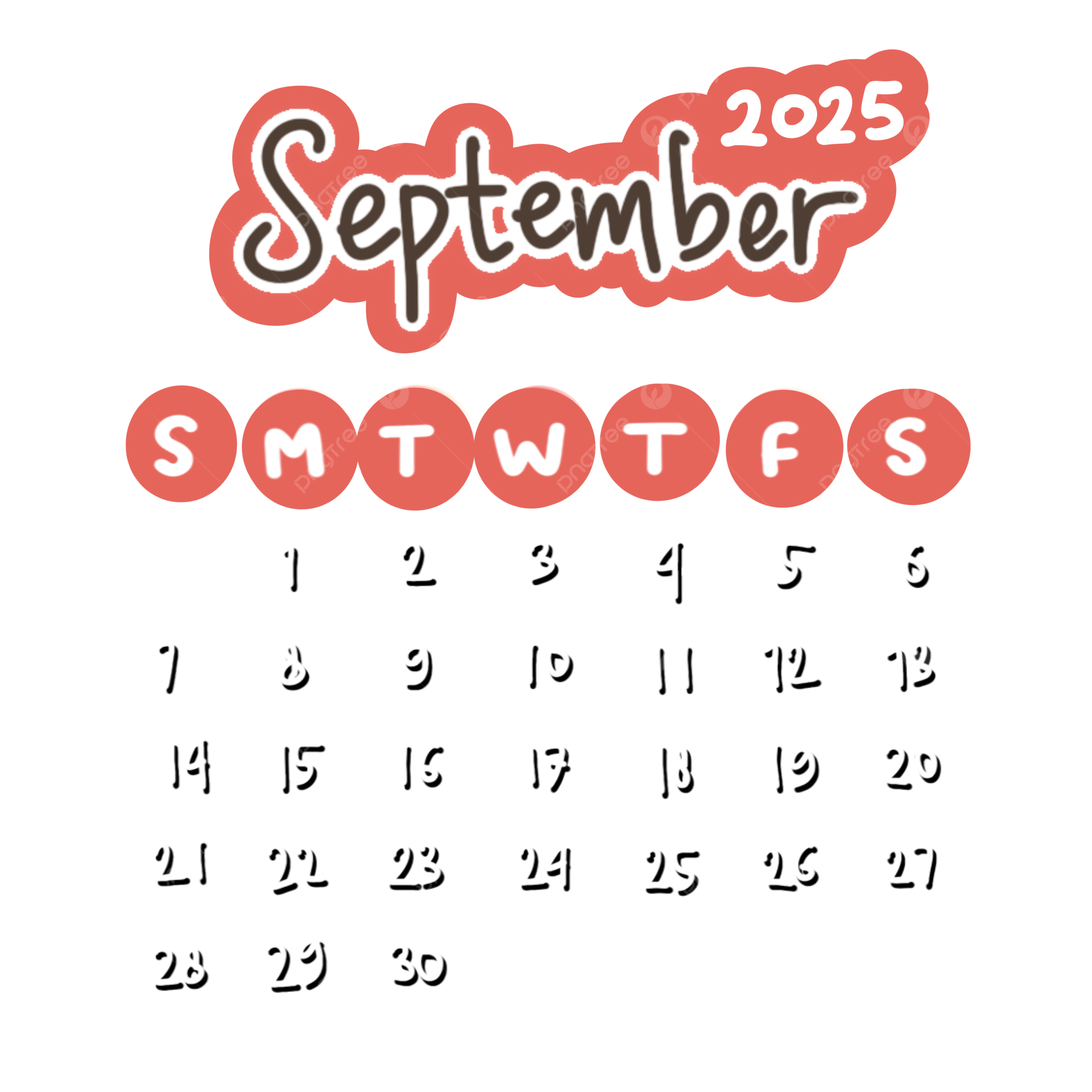 September 2025 Calendar Cute Transparent Background Printable September 2025 2025 September Calendar Cute Calendar PNG Transparent Clipart Image And PSD File For Free Download