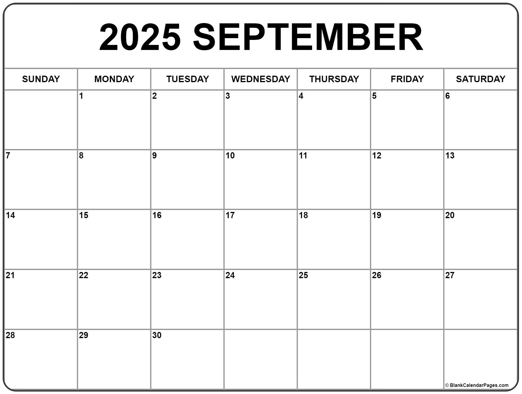 September 2025 National Calendar