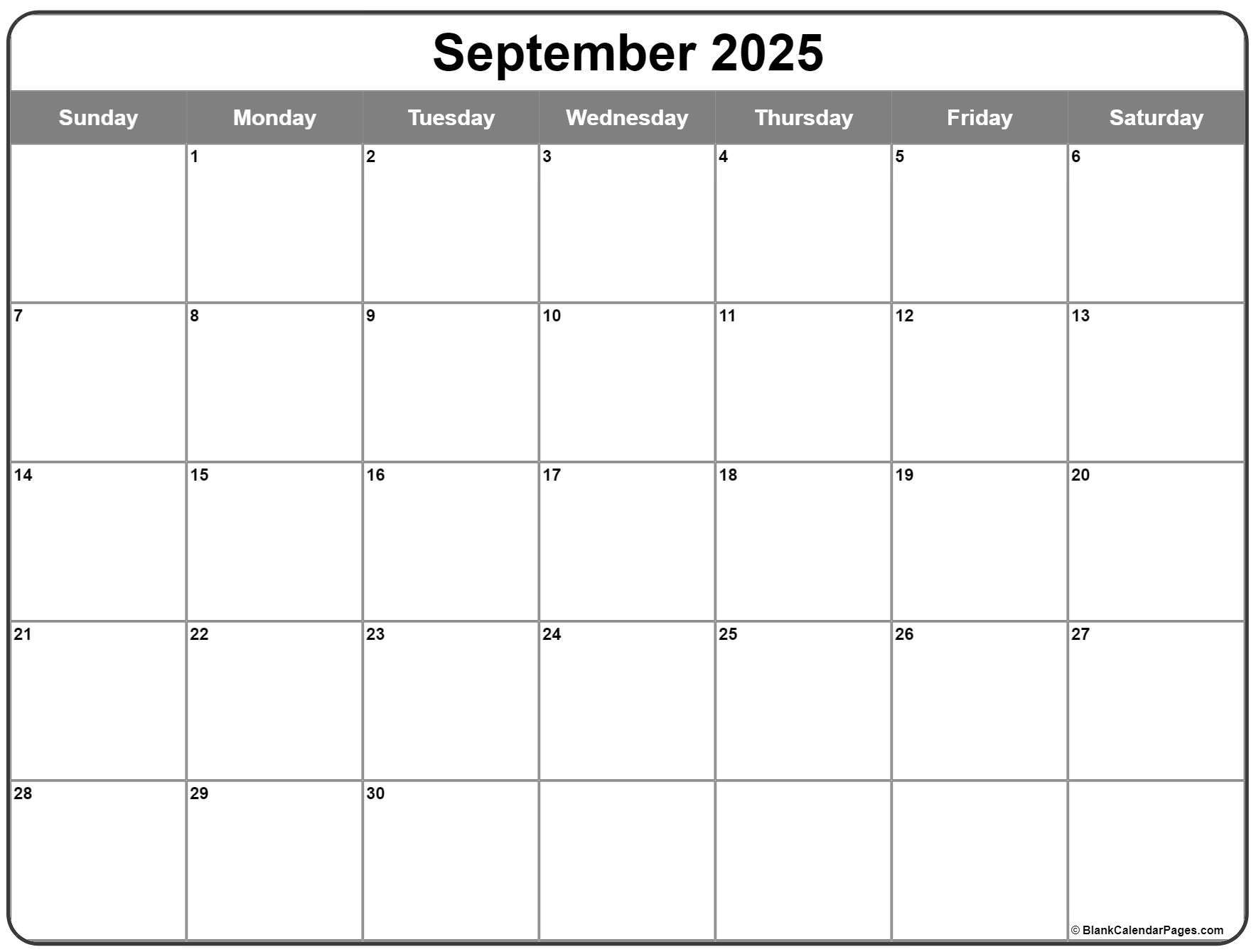 September 2025 Calendar Free Printable Calendars