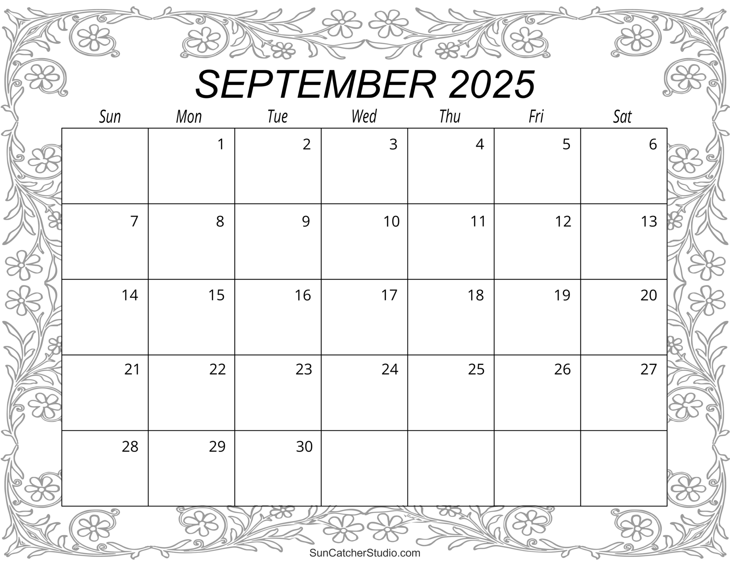 Printable Editable Calendar September 2025