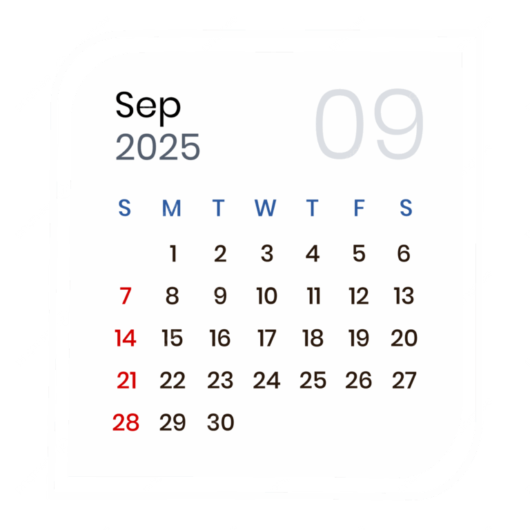 September 2025 Calendar PNG Transparent Images Free Download 