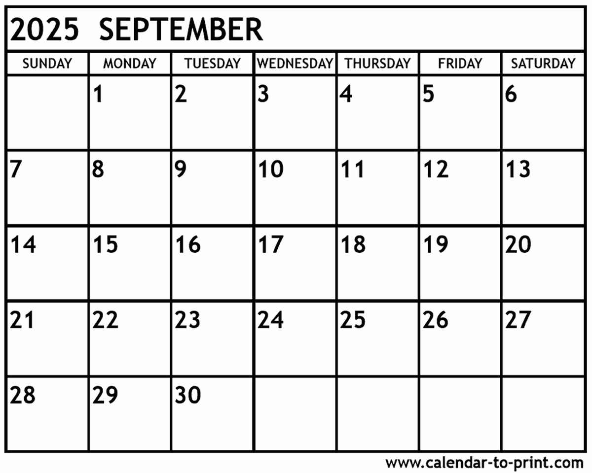 September 2025 Google Sheet Calendar