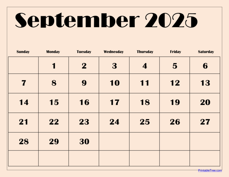 September 2025 Calendar Printable PDF Template With Holidays