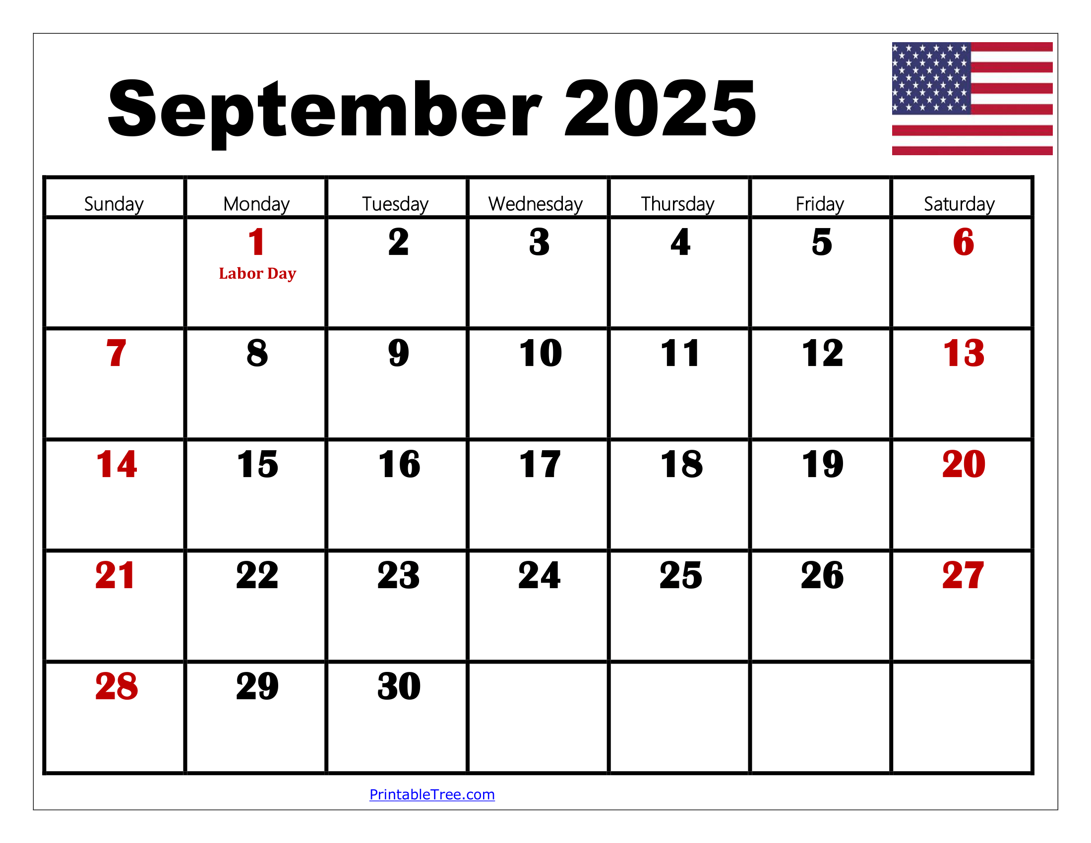 September 2025 Calendar Special Days