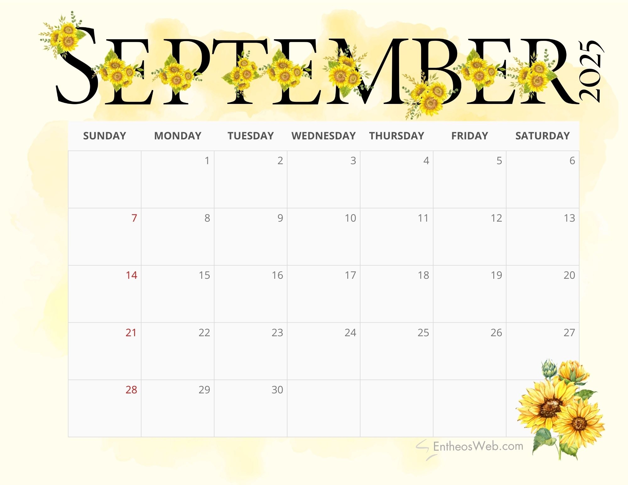 Free September 2025 Calendar Template
