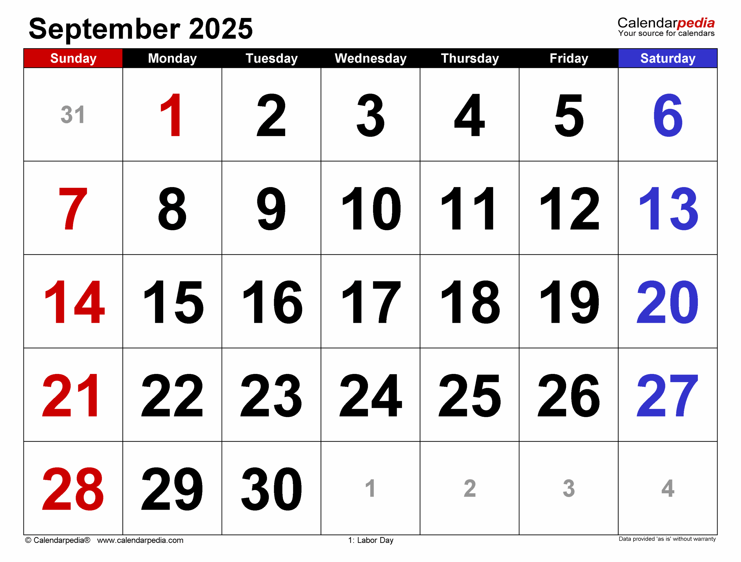 Usa Calendar September 2025