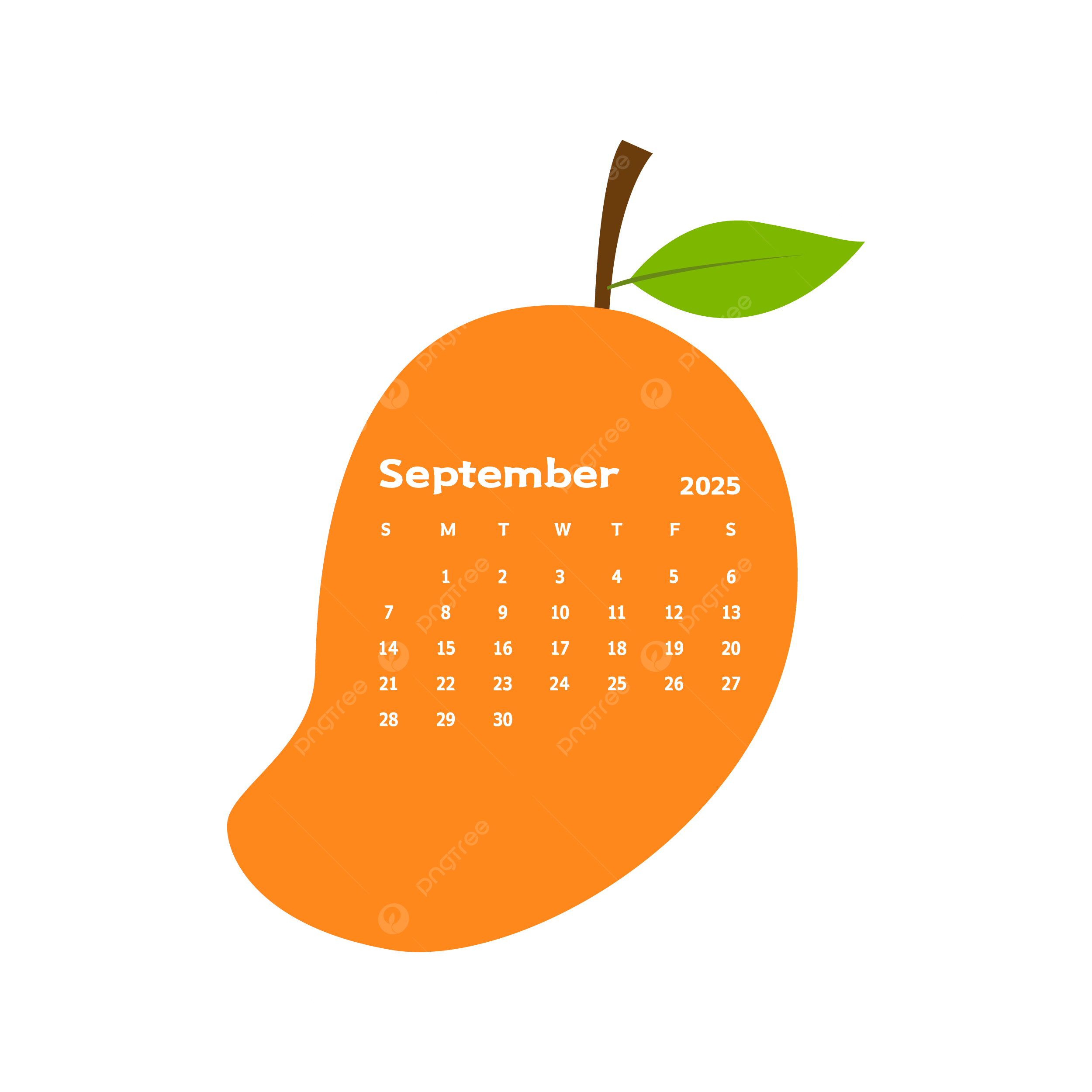 September 2025 Childrens Calendar With Mango Fruit Cartoon Design Vector Calendar September Mango Cartoon PNG And Vector With Transparent Background For Free Download