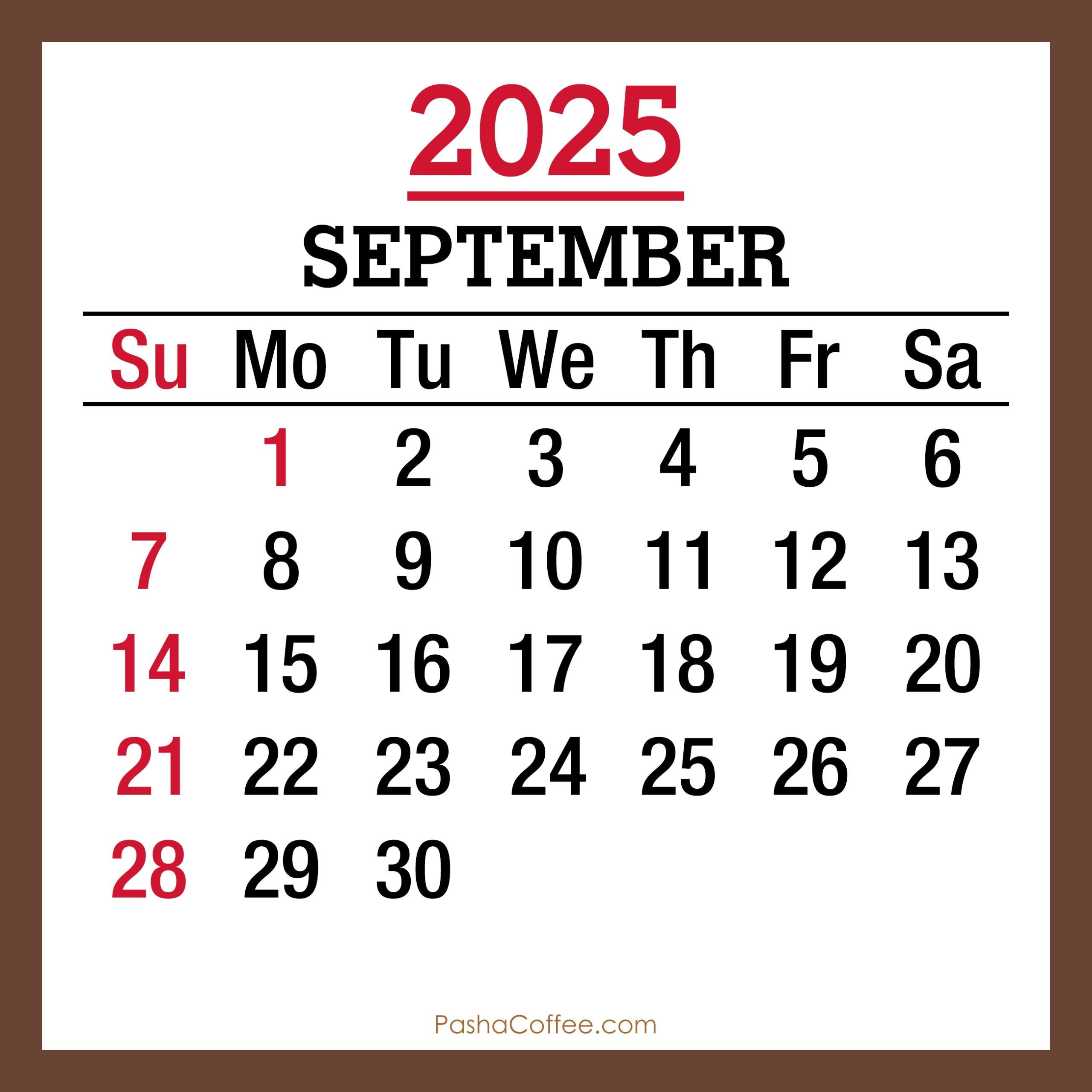 Holiday Calender September 2025