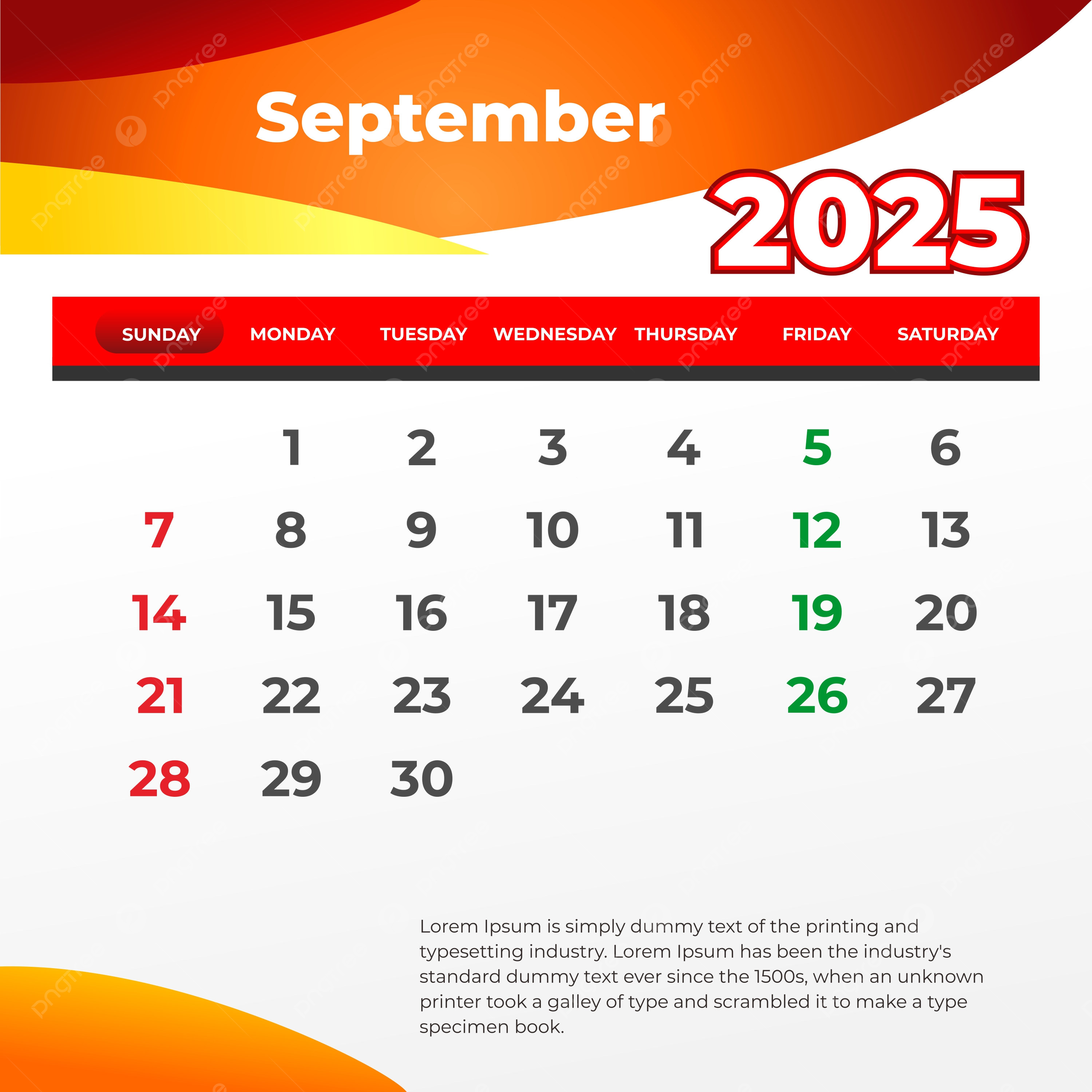September 2025 Wall Calendar Print And Post On Social Media Vector Template Download On Pngtree