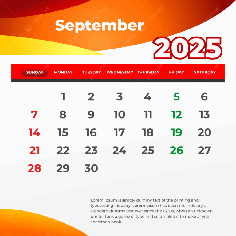 September 2025 Wall Calendar Print And Post On Social Media Vector Template Download On Pngtree