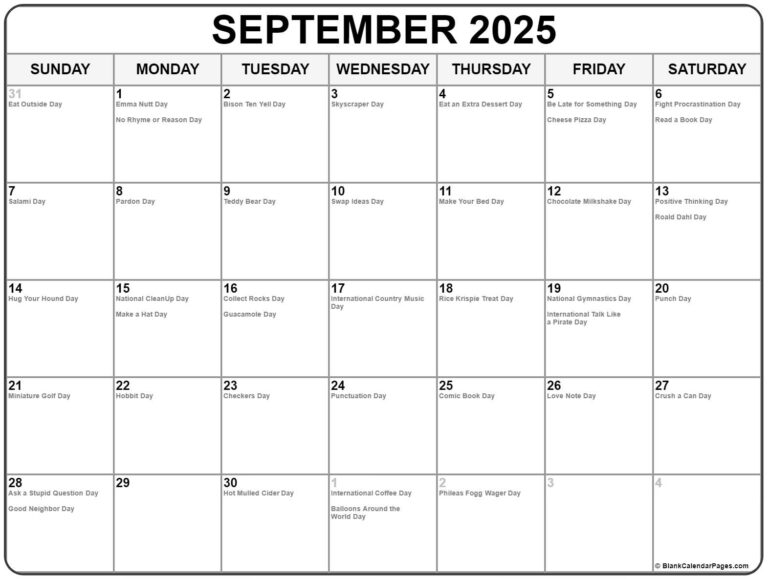 September 2025 With Holidays Calendar