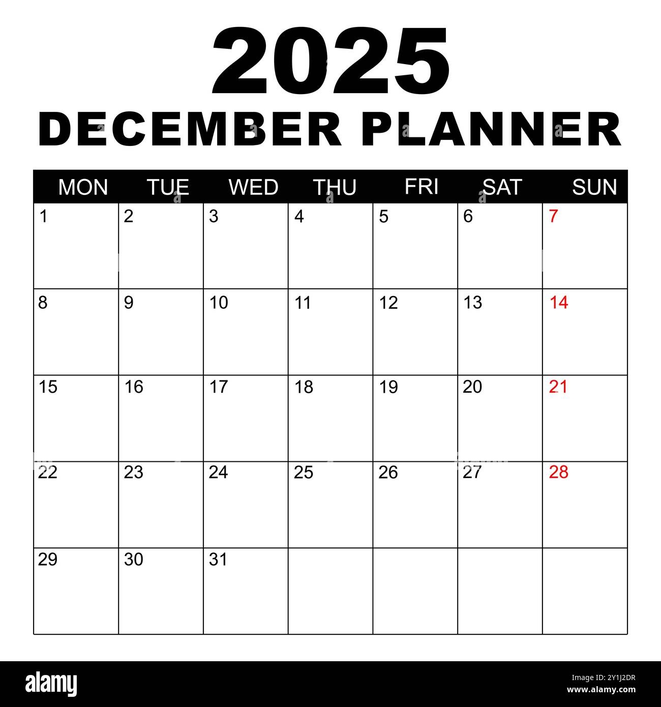 Simple 2025 Year Calendar Week Hi res Stock Photography And Images Page 3 Alamy
