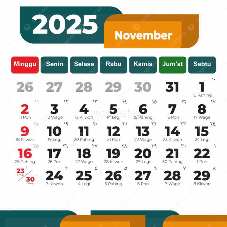 Simple Indonesian 2025 Calendar For November Complete With National Holidays Clipart Vector 2025 Calendar Indonesian Calendar November PNG And Vector With Transparent Background For Free Download