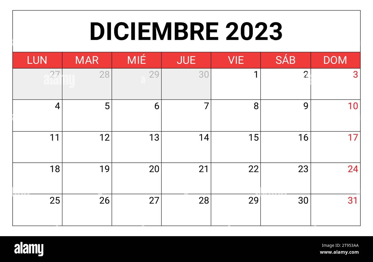 Spanish December Month Calendar Cut Out Stock Images U0026 Pictures Alamy