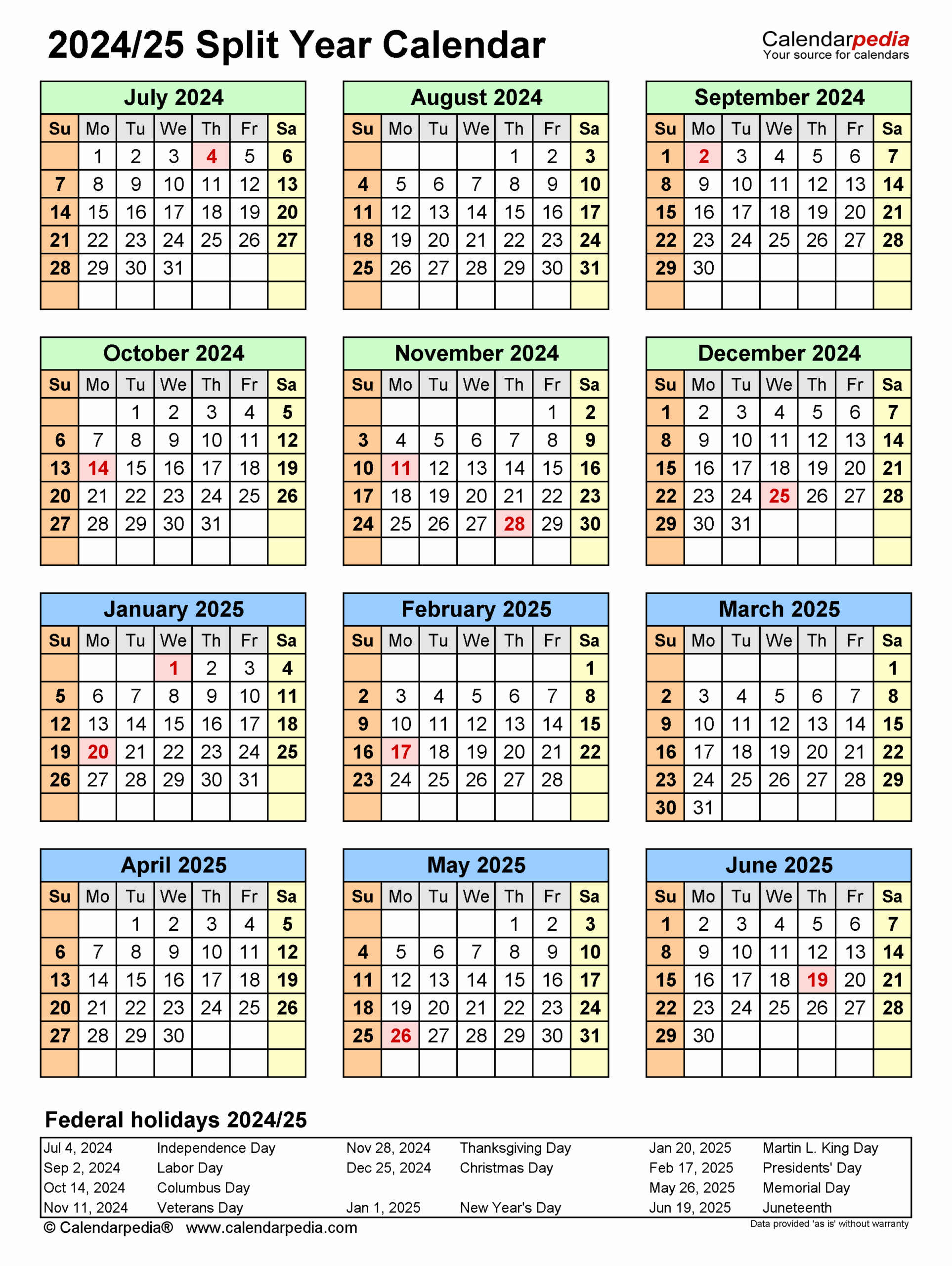 Calendar August 2023 To July 2025