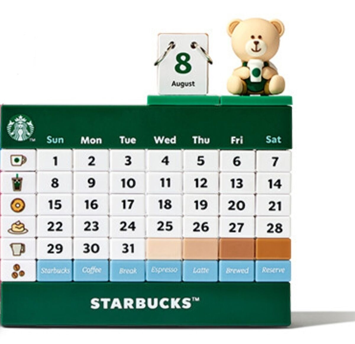 Starbucks Korea 2024 Bearista Calendar Block 25TH ANNIVERSARY GIFT