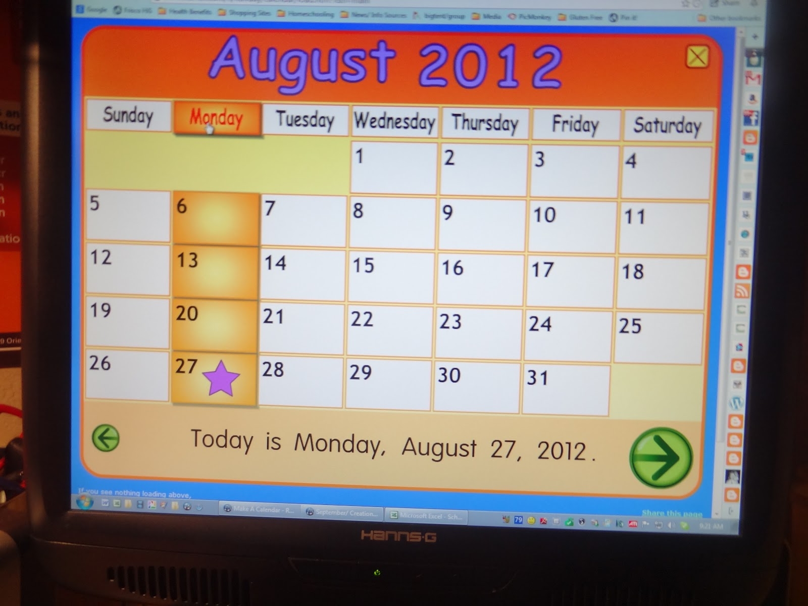 Starfall Calendar October 2025
