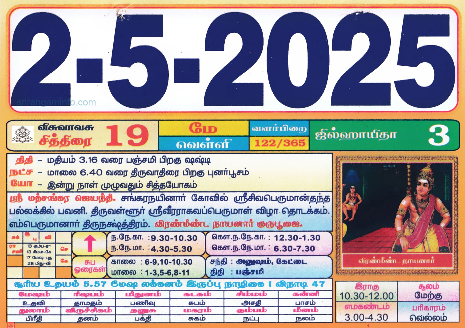 Tamil Daily Calendar 2025 Tamil Calendar 2025 Nalla Neram 