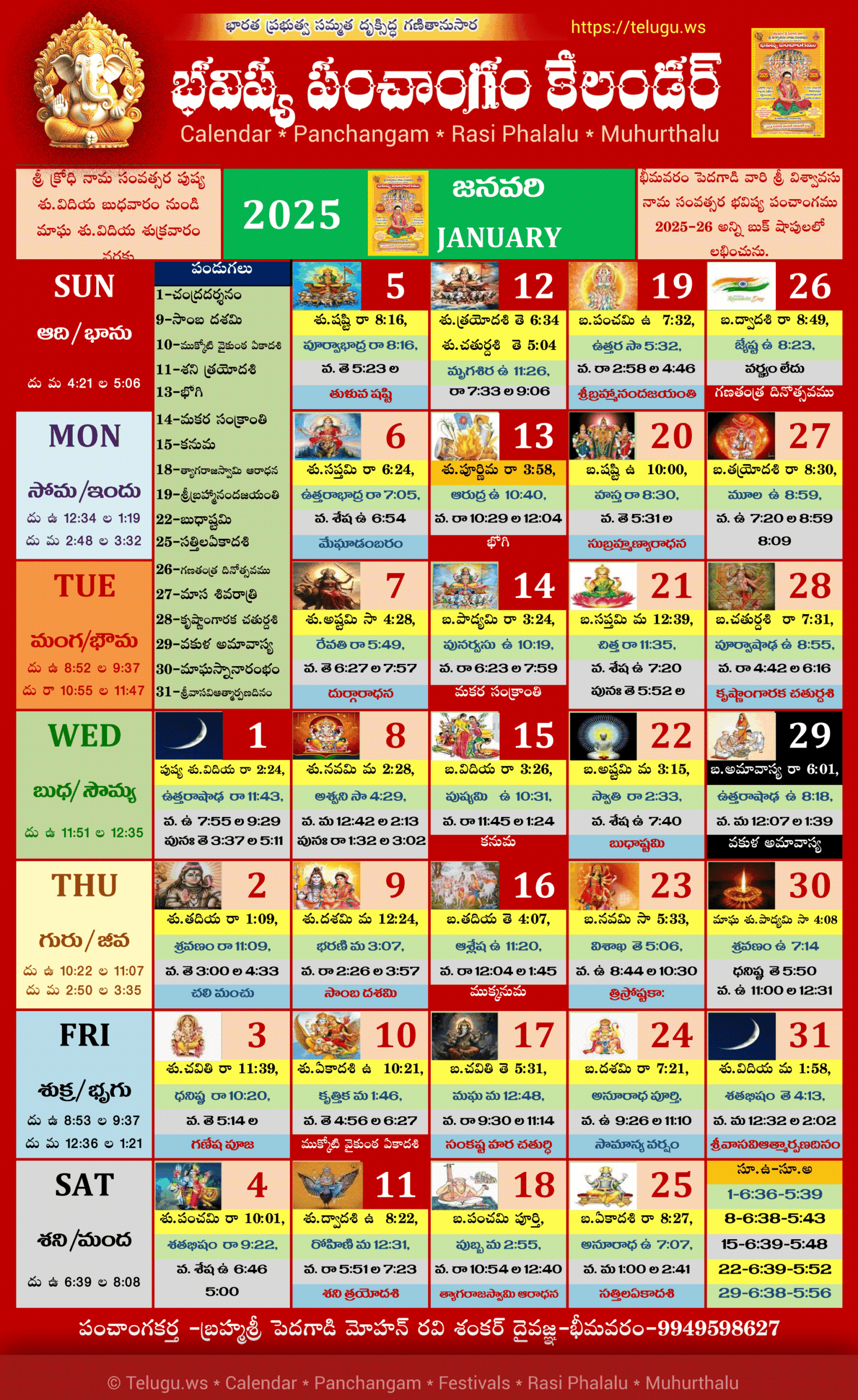 October 2025 Telugu Calendar