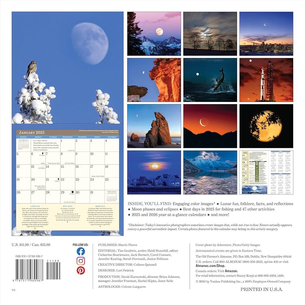 The 2025 Old Farmer s Almanac Moon Wall Calendar