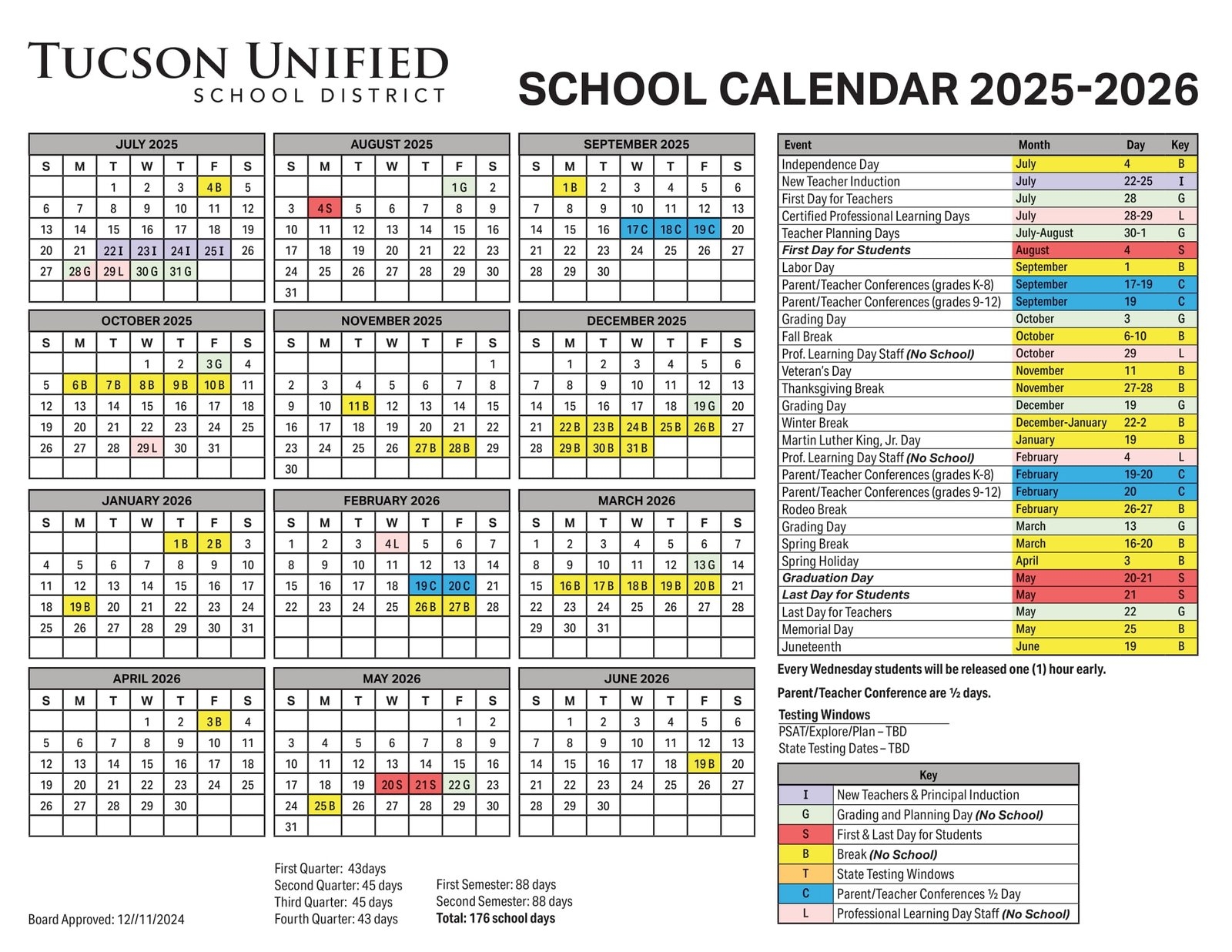 Tucson Unified School District 25 26 Calendar Revised PDF EduCounty